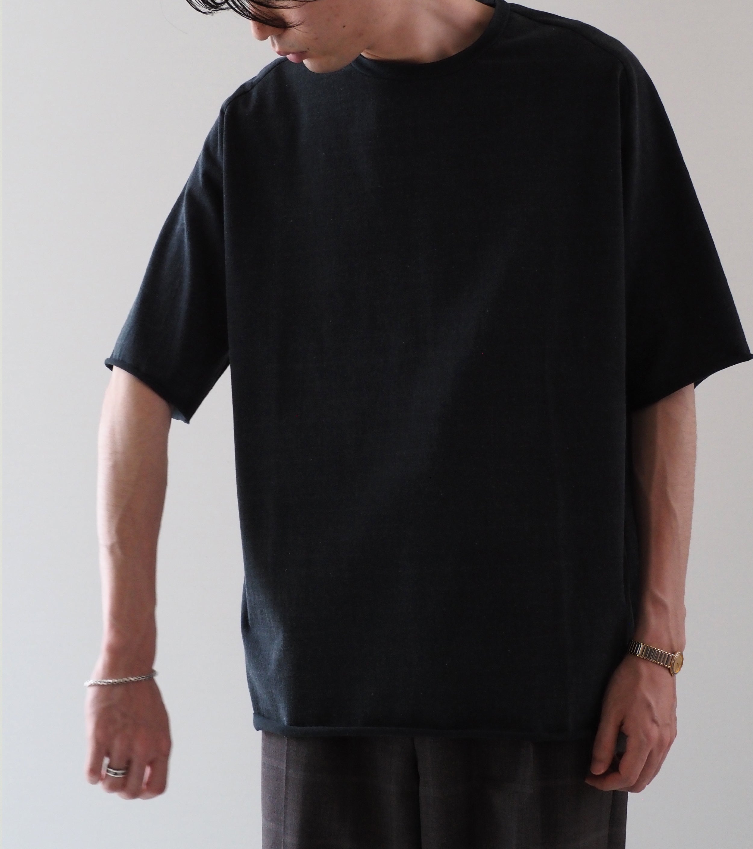 MAATEE＆SONS ショートスリーブ フレンチ シーム ティー スビン 天竺 , Black
