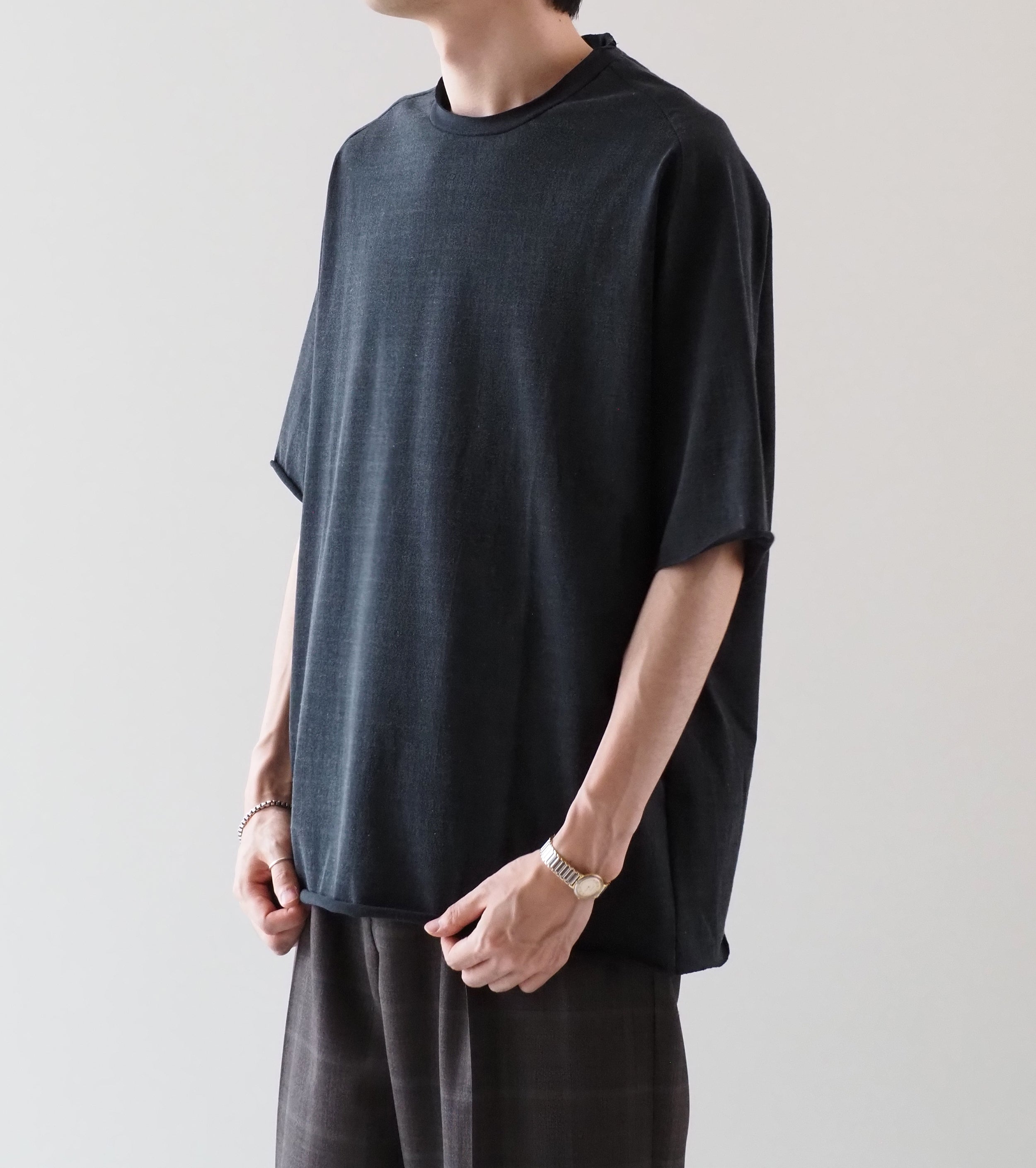 MAATEE＆SONS ショートスリーブ フレンチ シーム ティー スビン 天竺 , Black