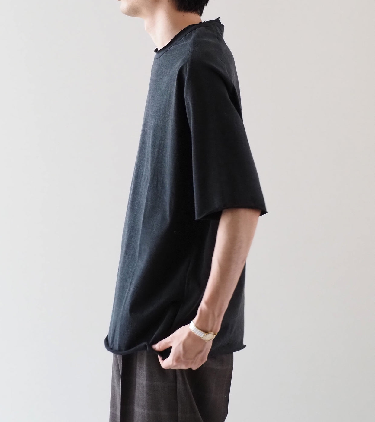 MAATEE＆SONS ショートスリーブ フレンチ シーム ティー スビン 天竺 , Black