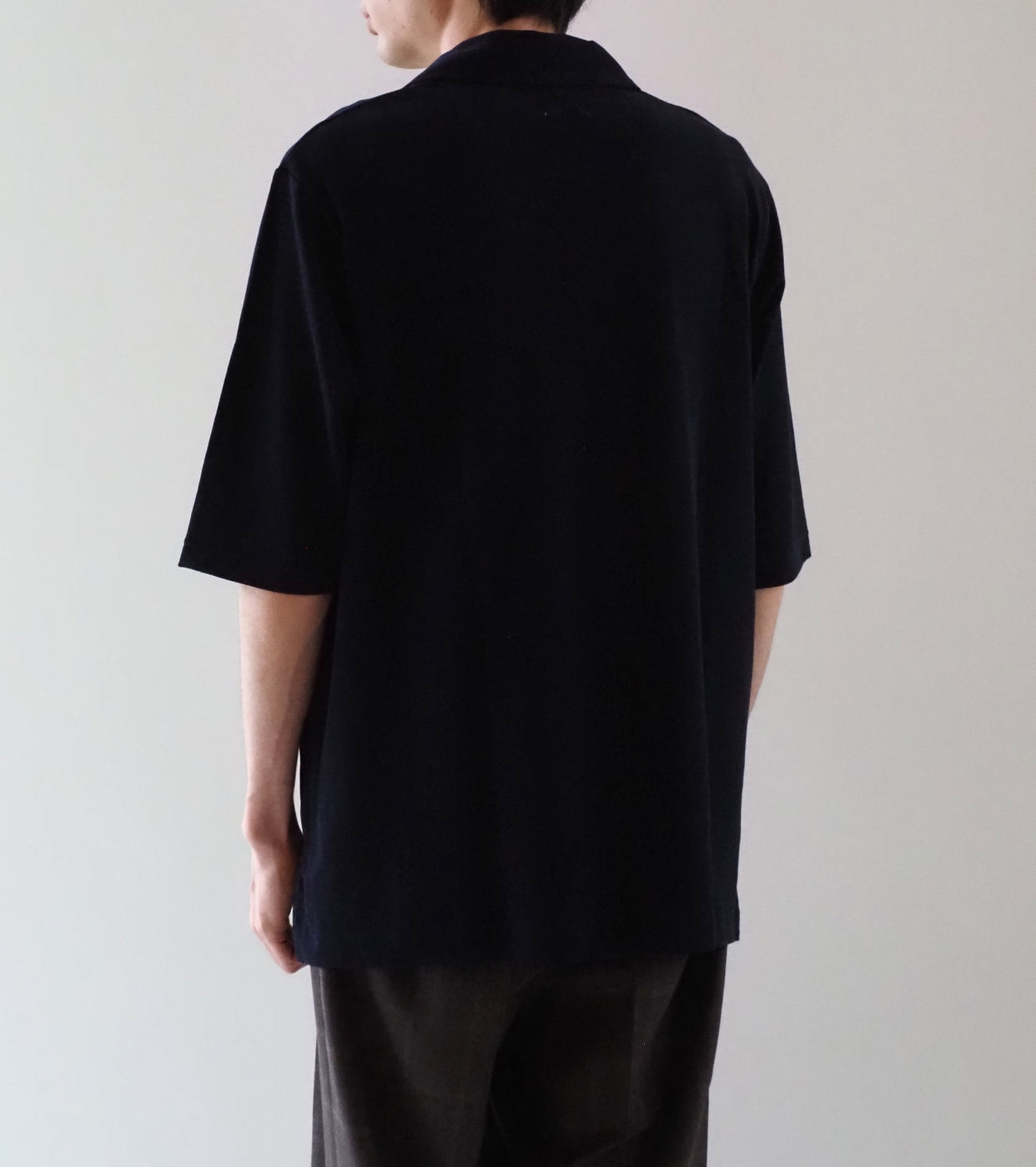 MAATEE＆SONS  ショートスリーブ スキッパー コットン クレープ , Navy