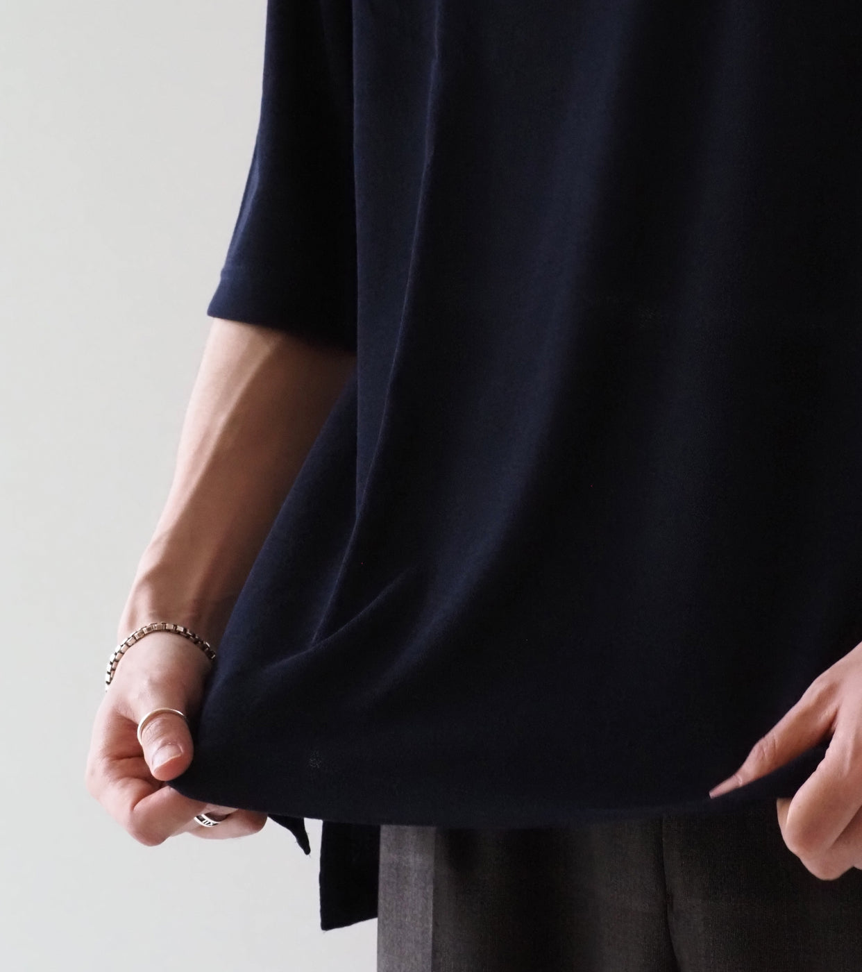 MAATEE＆SONS  ショートスリーブ スキッパー コットン クレープ , Navy