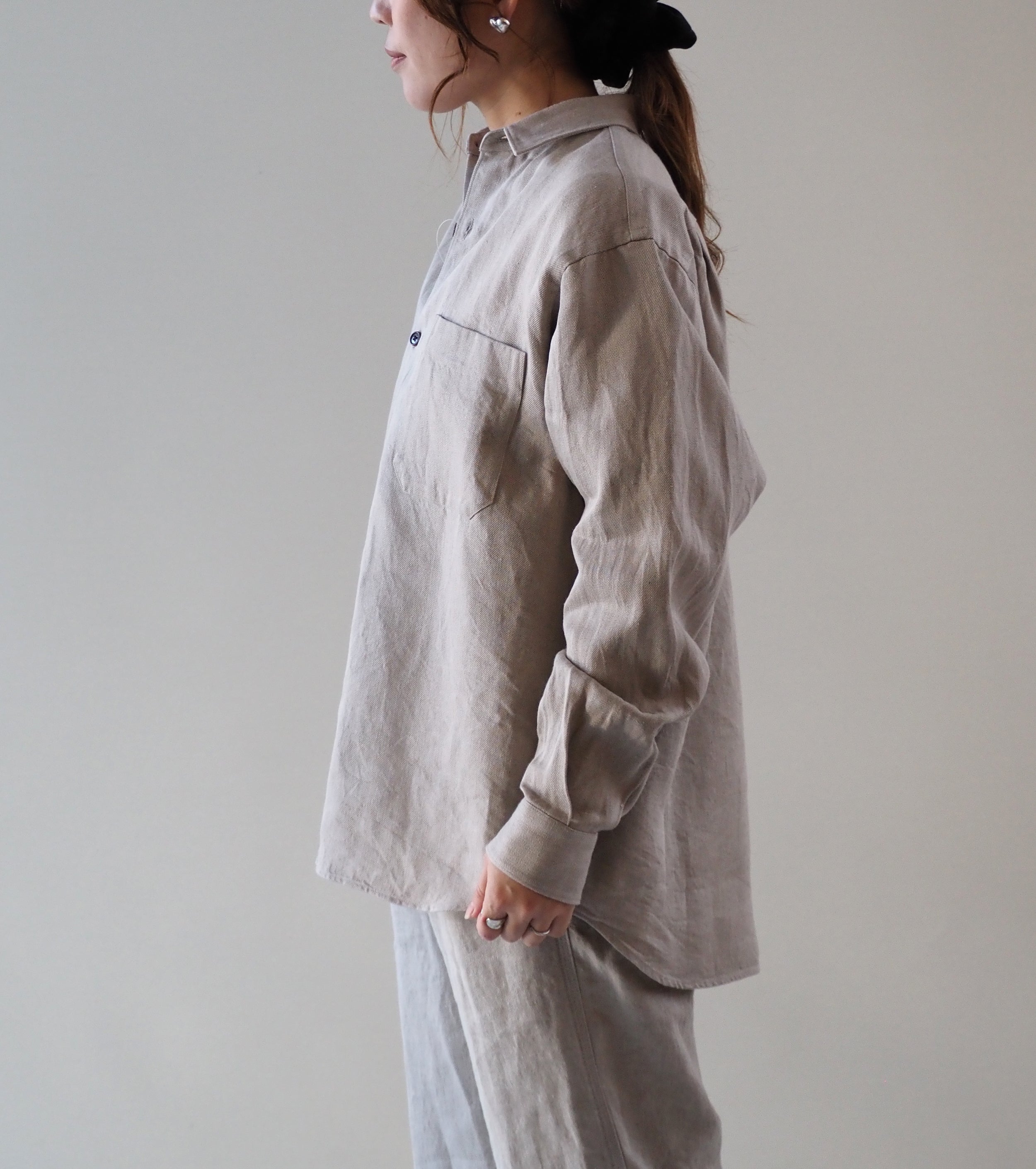 Oblada リネン オーセンティック シャツ , Beige