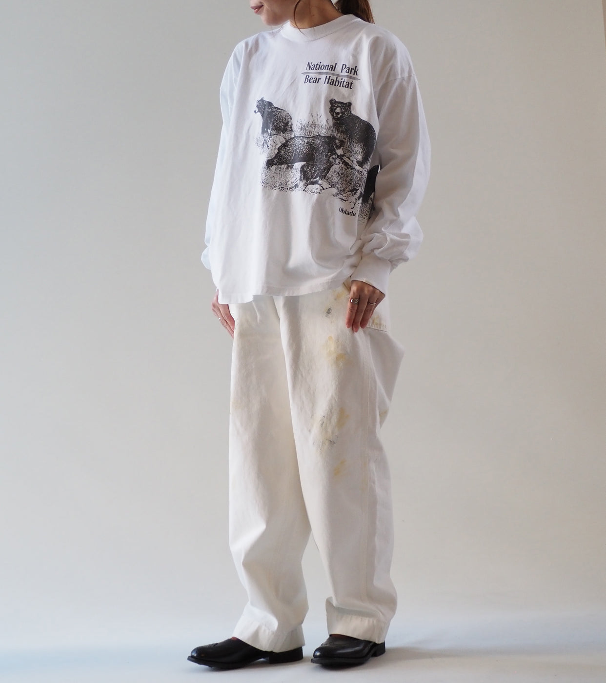 Oblada ペイント スケーター ジーンズ , White