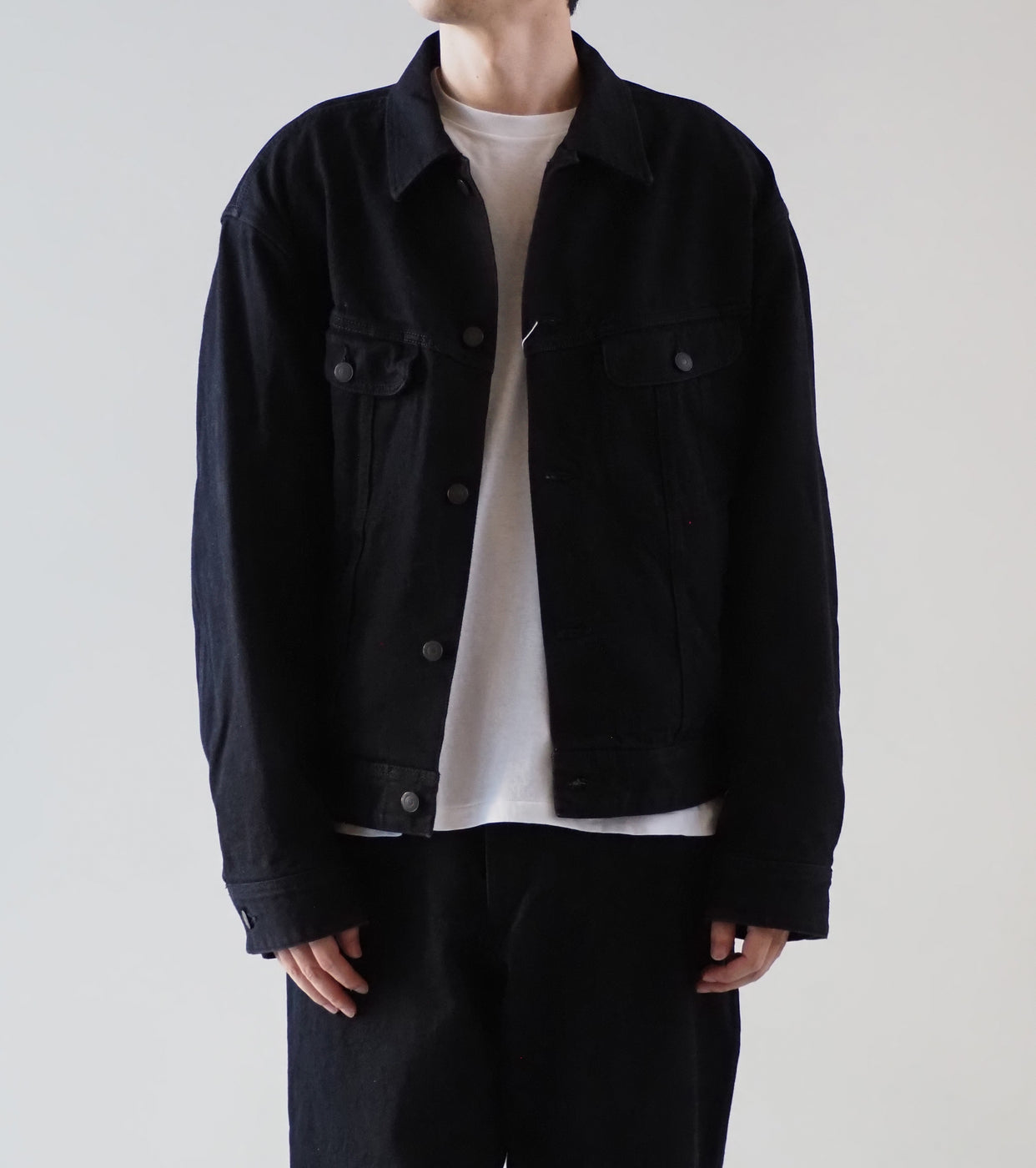 COMOLI ブラックデニム ジャケット, Black