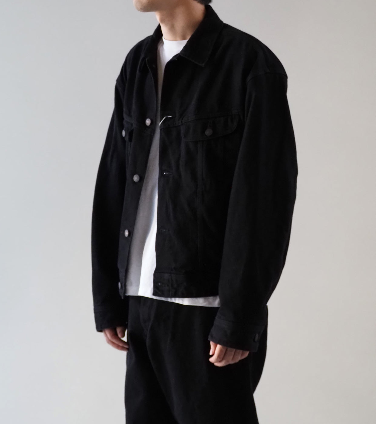 COMOLI ブラックデニム ジャケット, Black