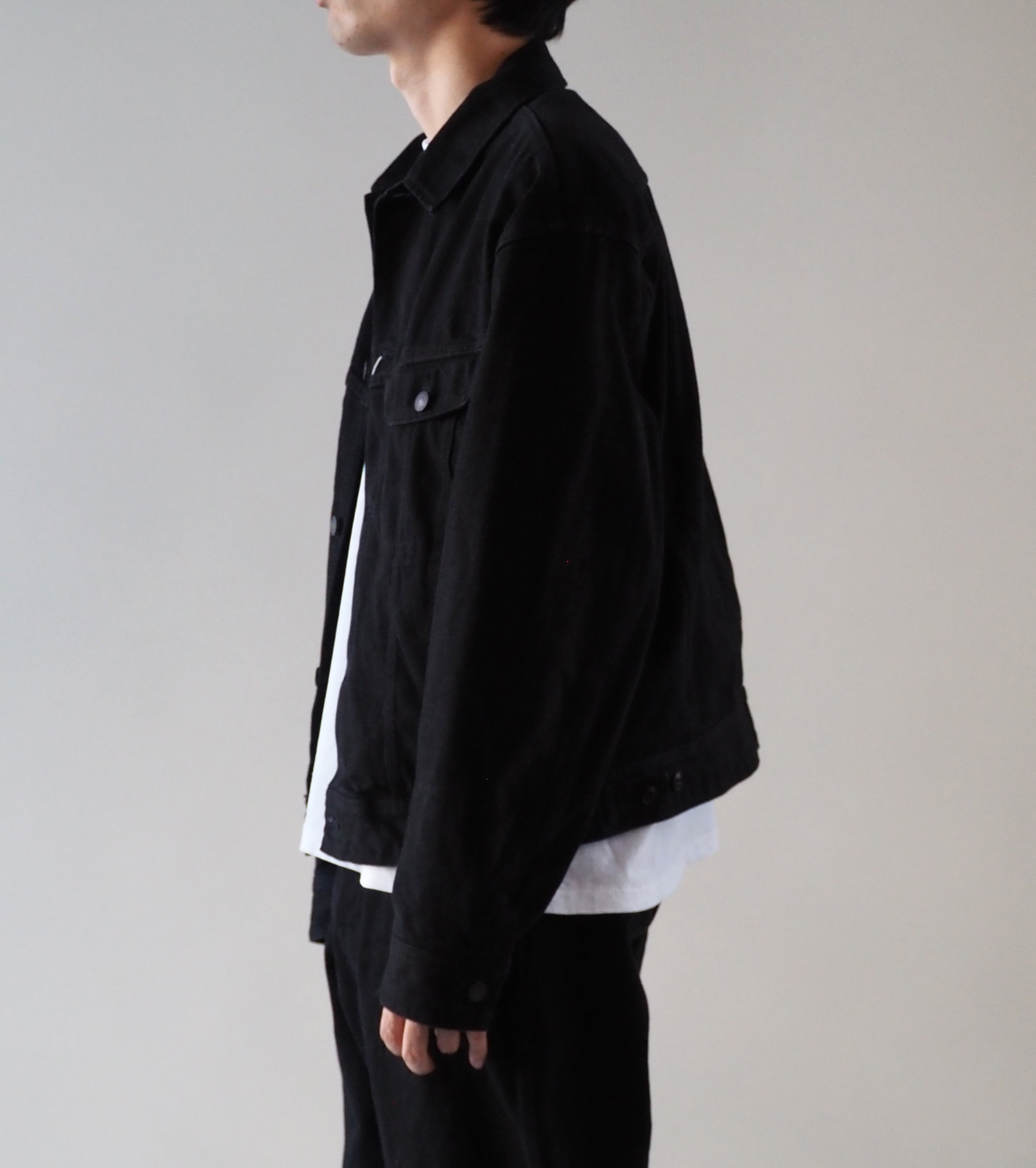 COMOLI ブラックデニム ジャケット, Black