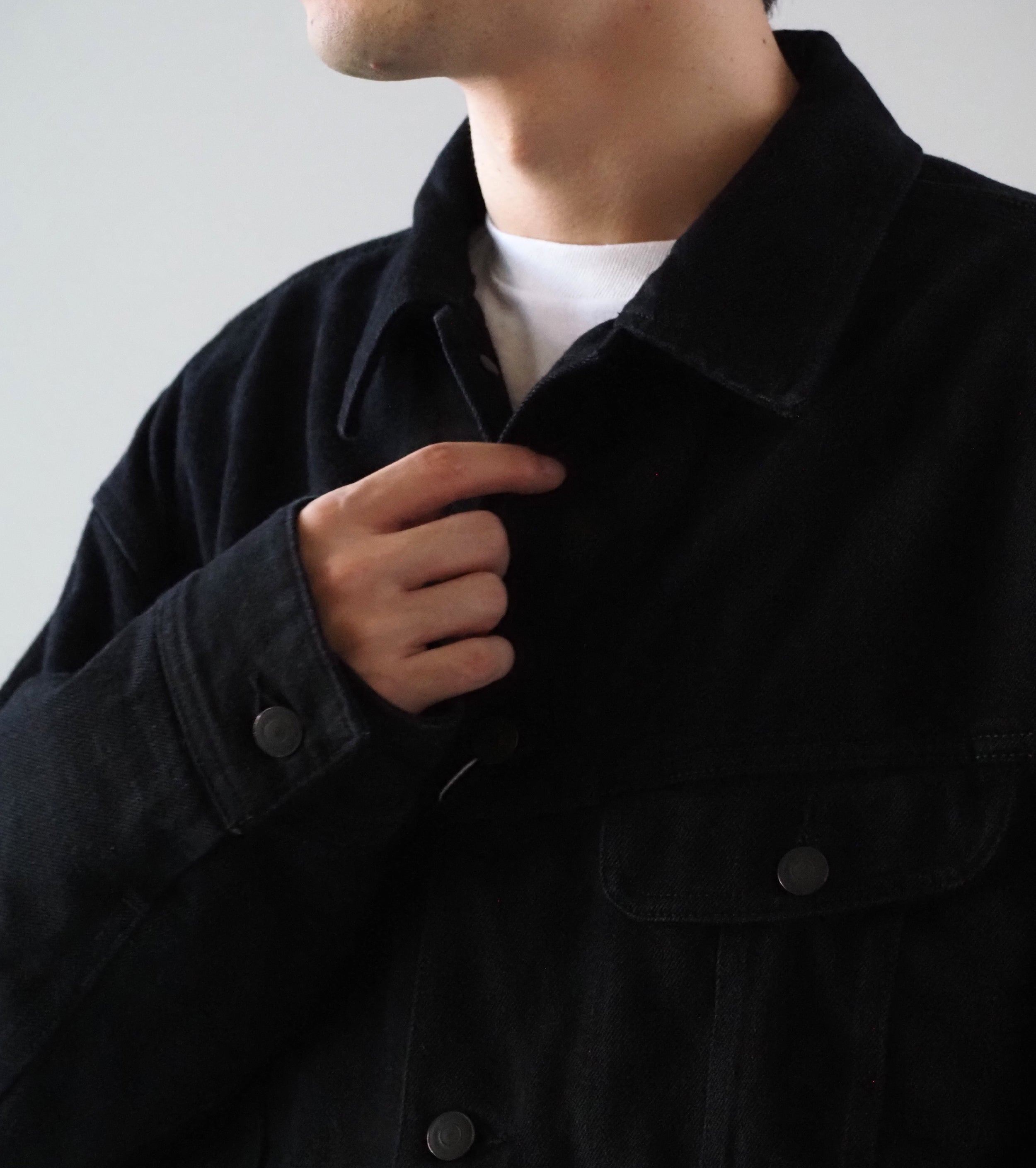 COMOLI ブラックデニム ジャケット, Black