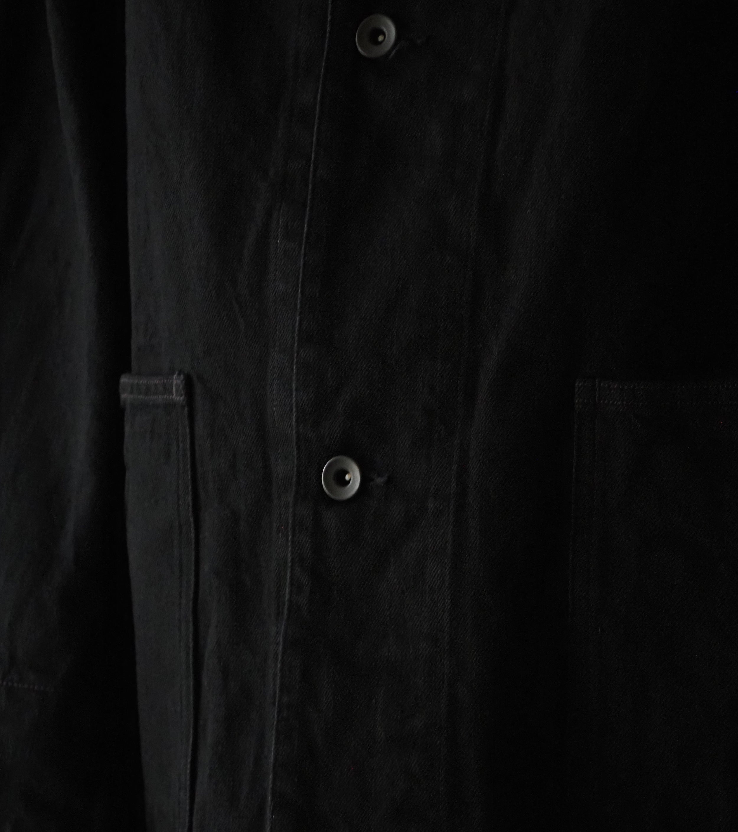 COMOLI ブラックデニム ワーク ジャケット, Black