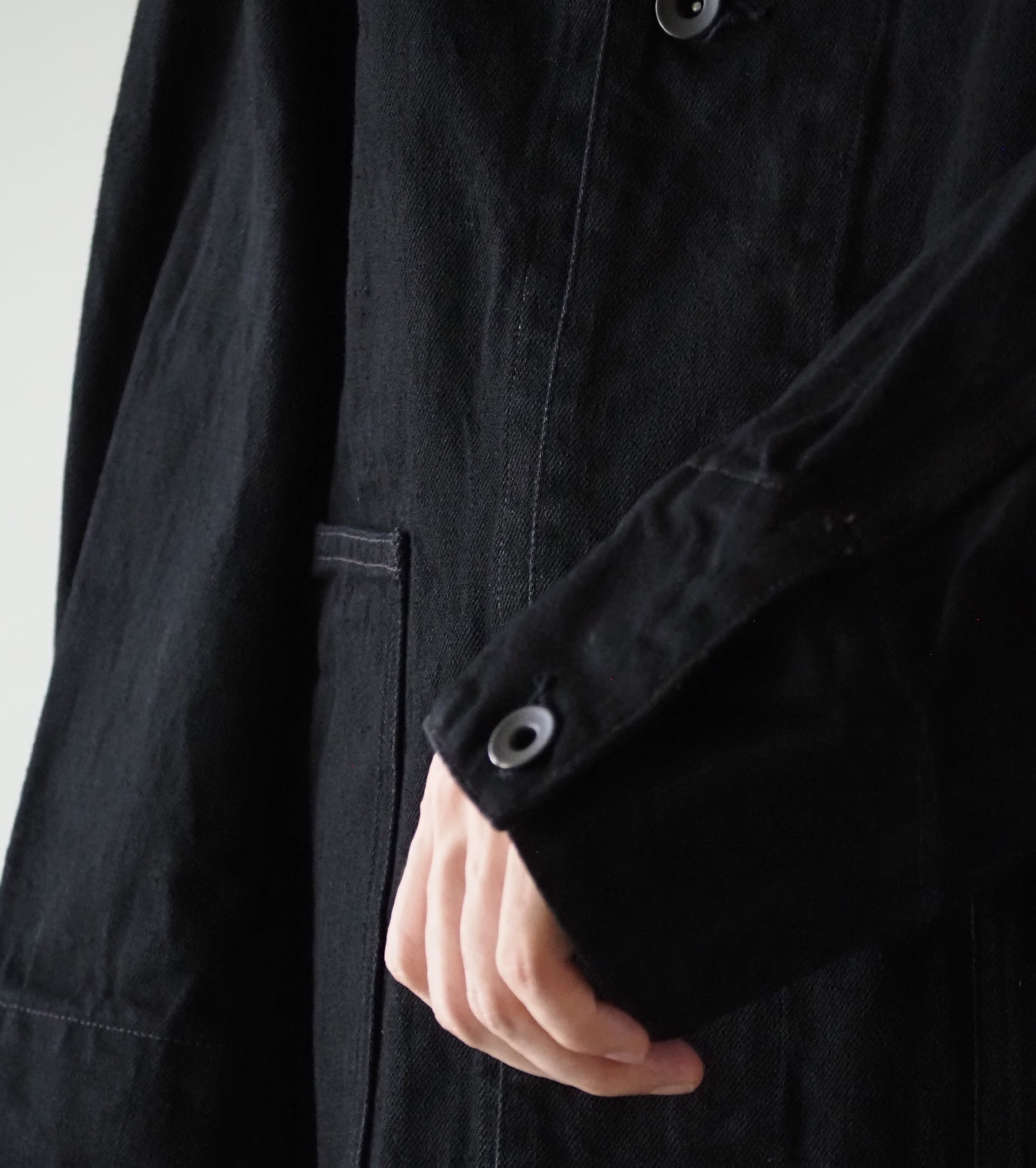 COMOLI ブラックデニム ワーク ジャケット, Black
