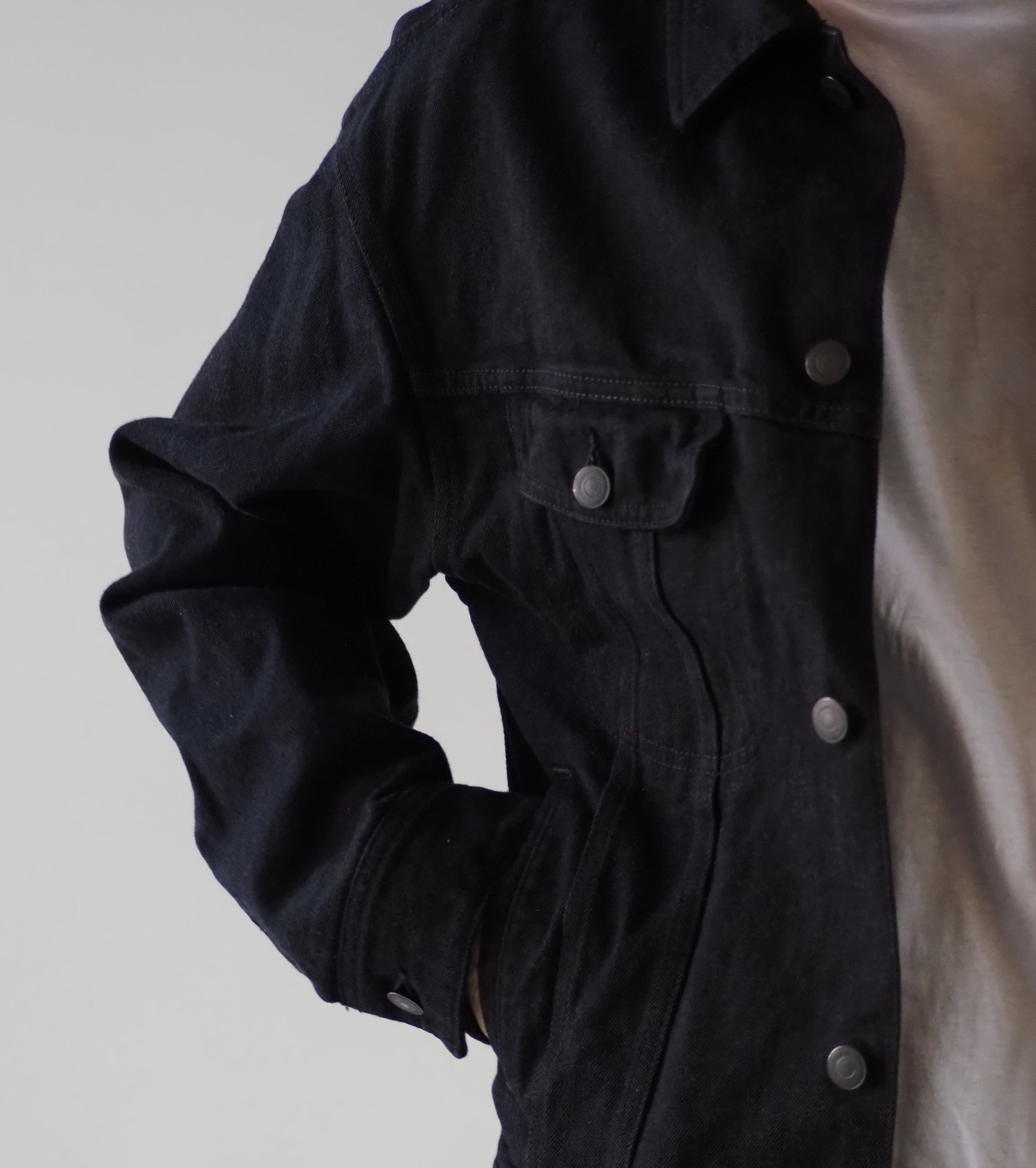 COMOLI ブラックデニム ジャケット, Black