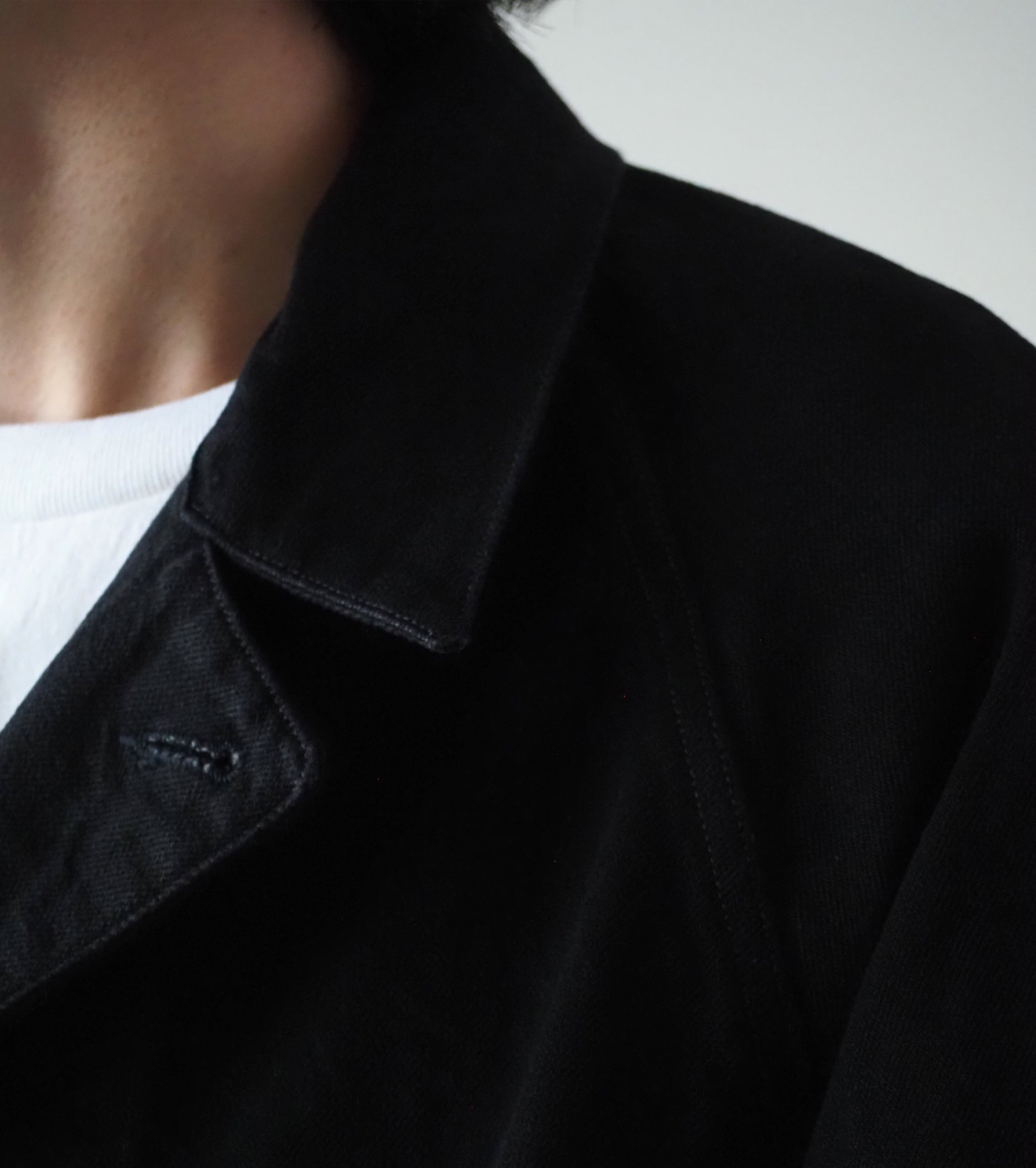 COMOLI ブラックデニム ワーク ジャケット, Black