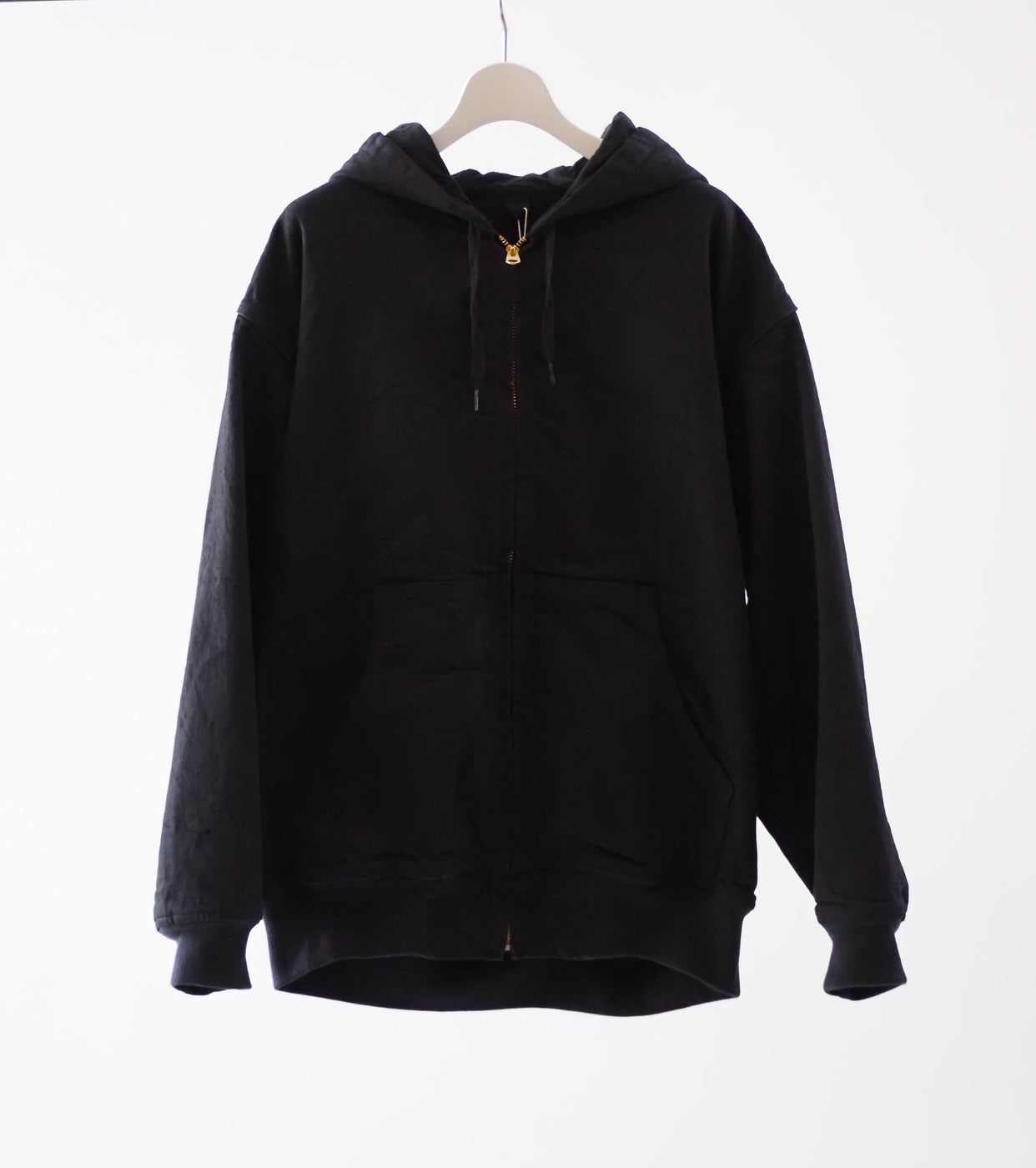 COMOLI ブラック デニム ジップ パーカ , Black