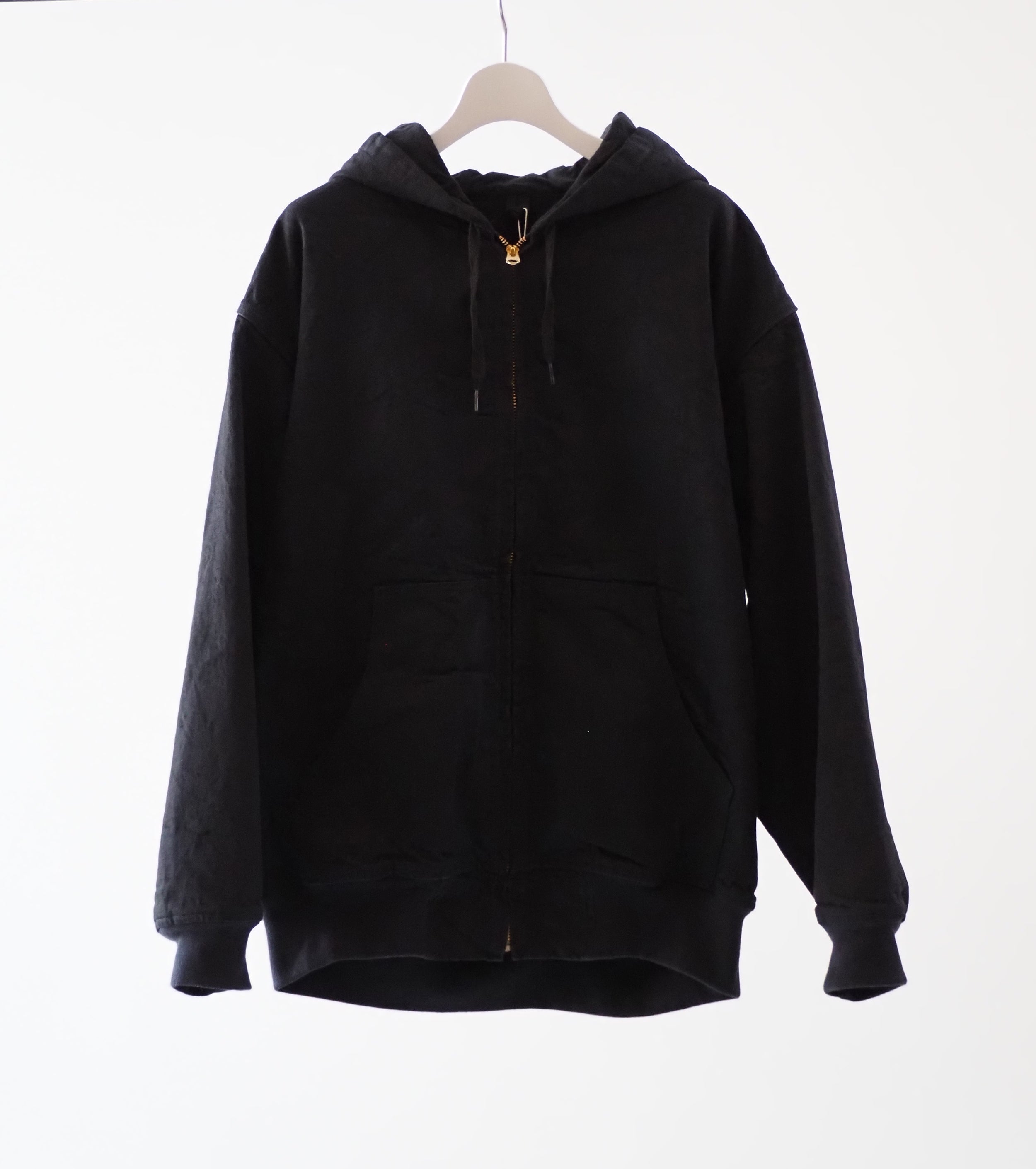 COMOLI ブラック デニム ジップ パーカ , Black