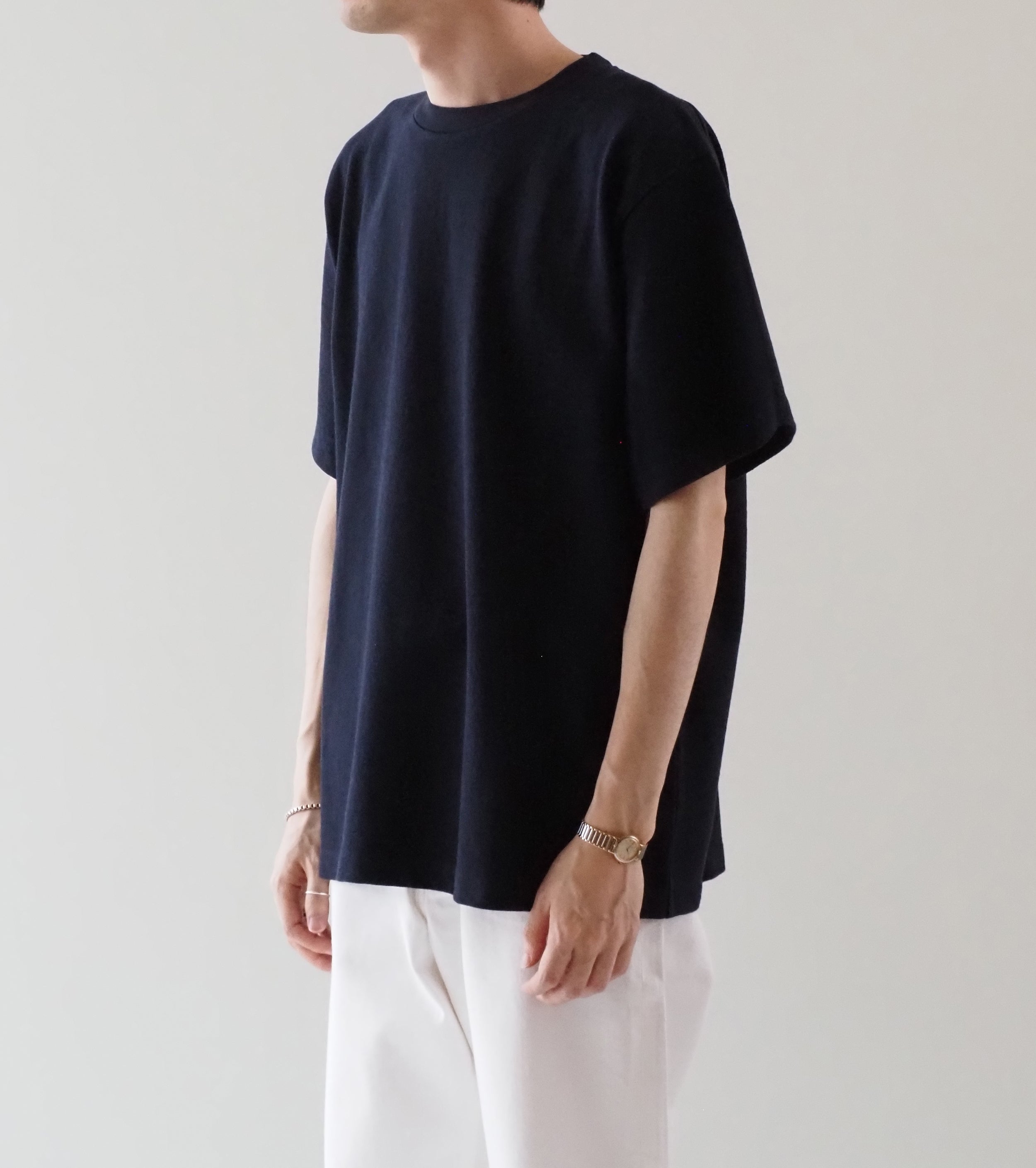 YAECA Pique  T-shirt , Navy