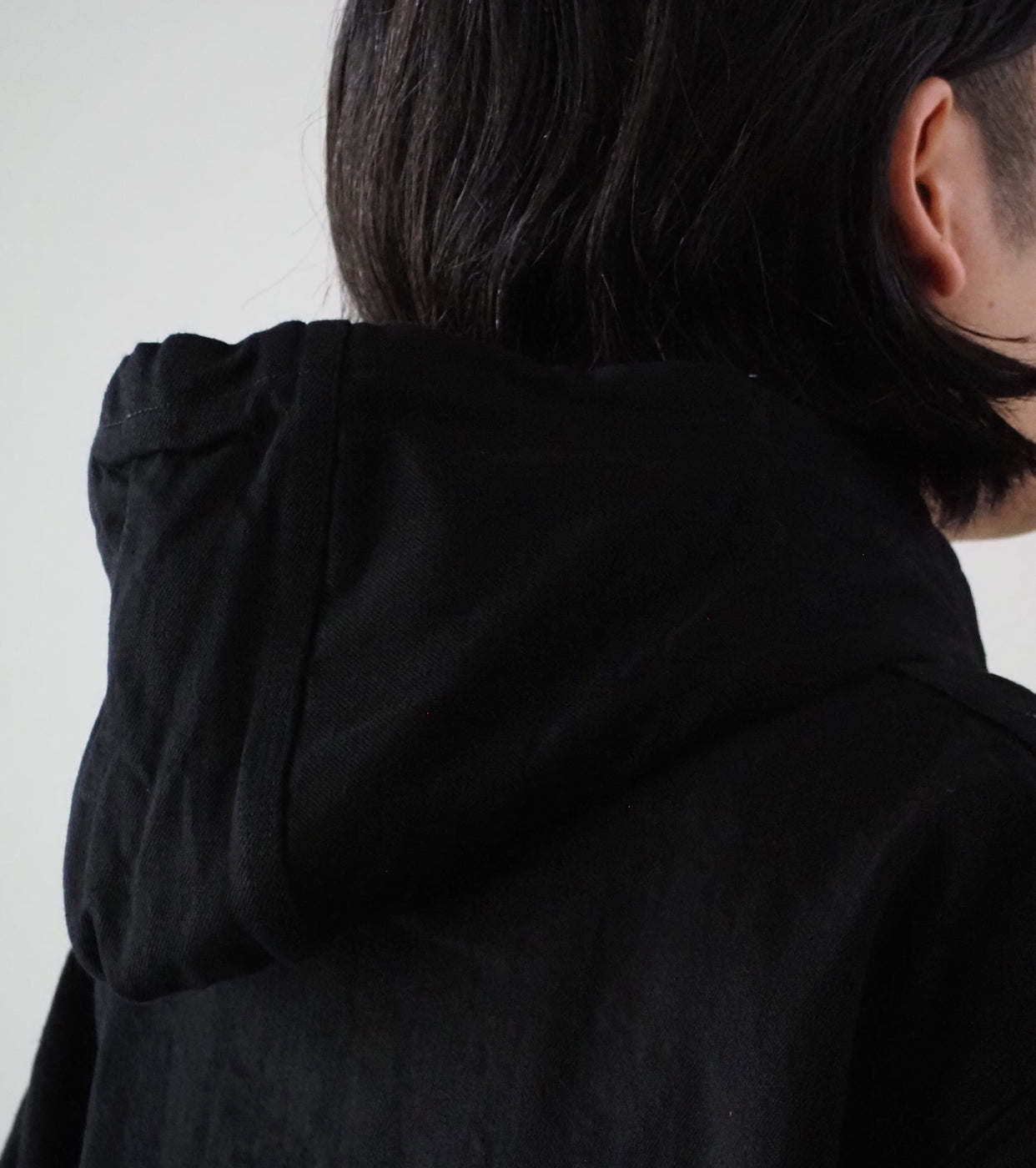 COMOLI ブラック デニム ジップ パーカ , Black