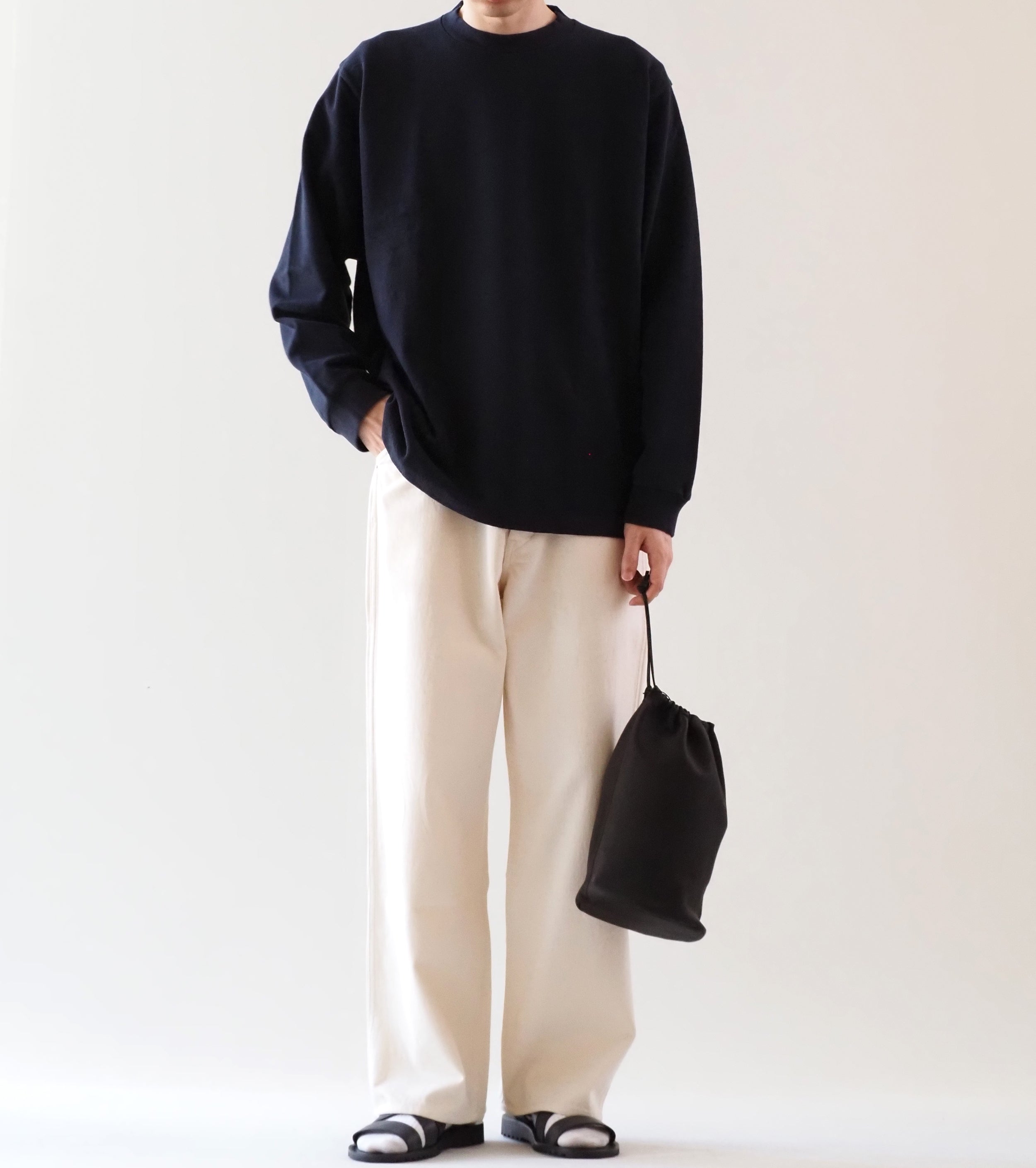 YAECA ピケ ロングスリーブ ティーシャツ , Navy