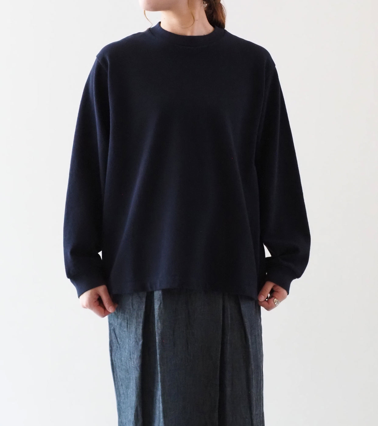 YAECA ピケ ロングスリーブ ティーシャツ ＜UNISEX＞ , Navy