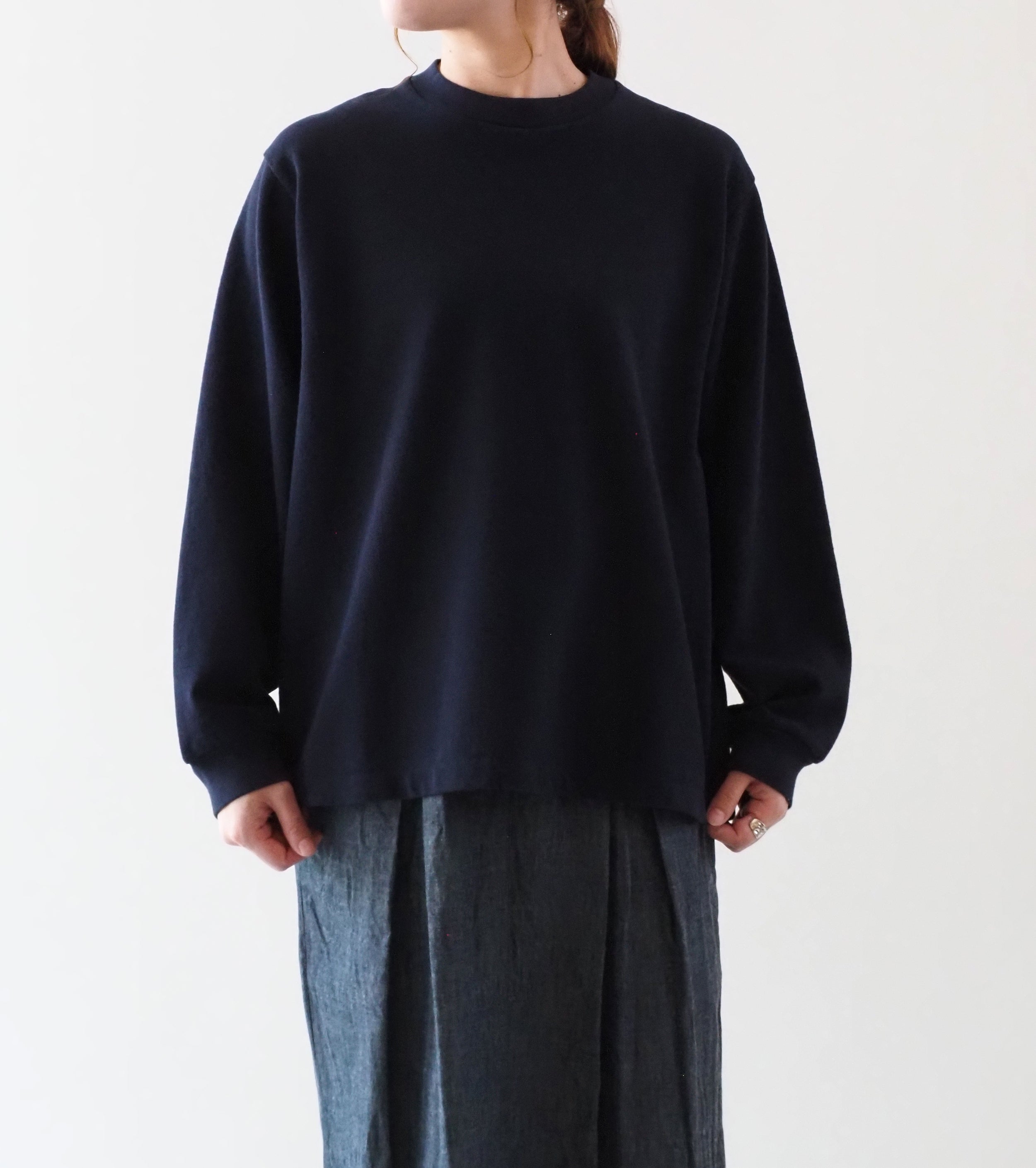 YAECA ピケ ロングスリーブ ティーシャツ ＜UNISEX＞ , Navy