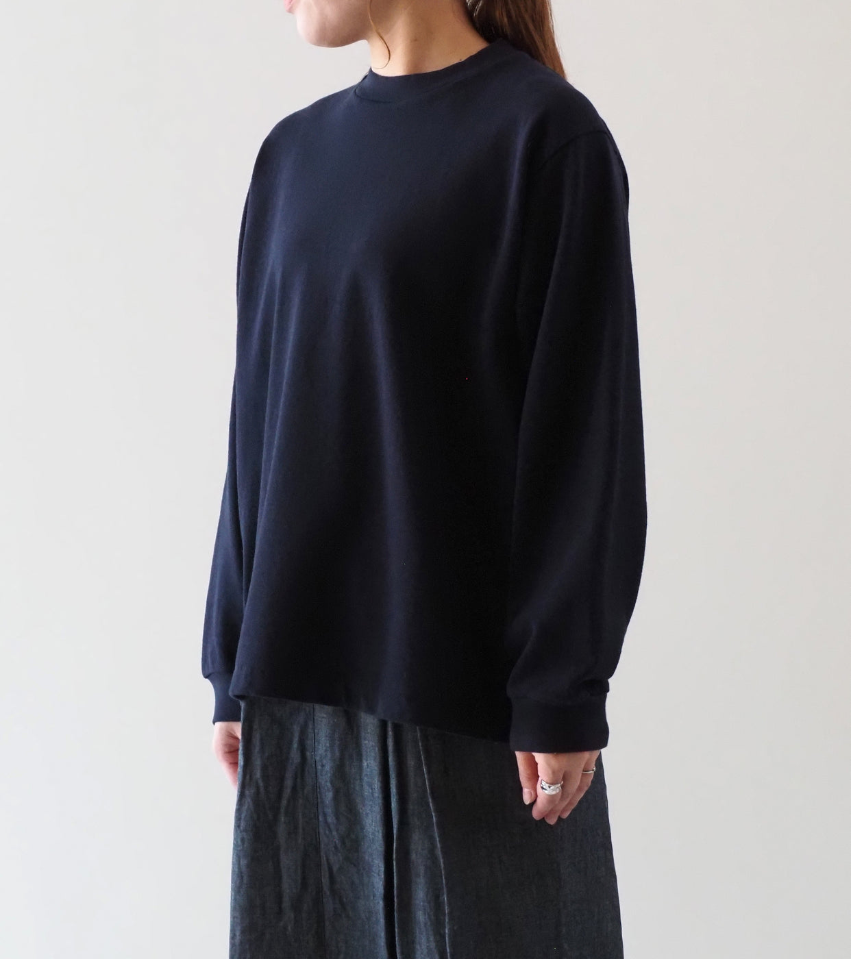 YAECA ピケ ロングスリーブ ティーシャツ ＜UNISEX＞ , Navy