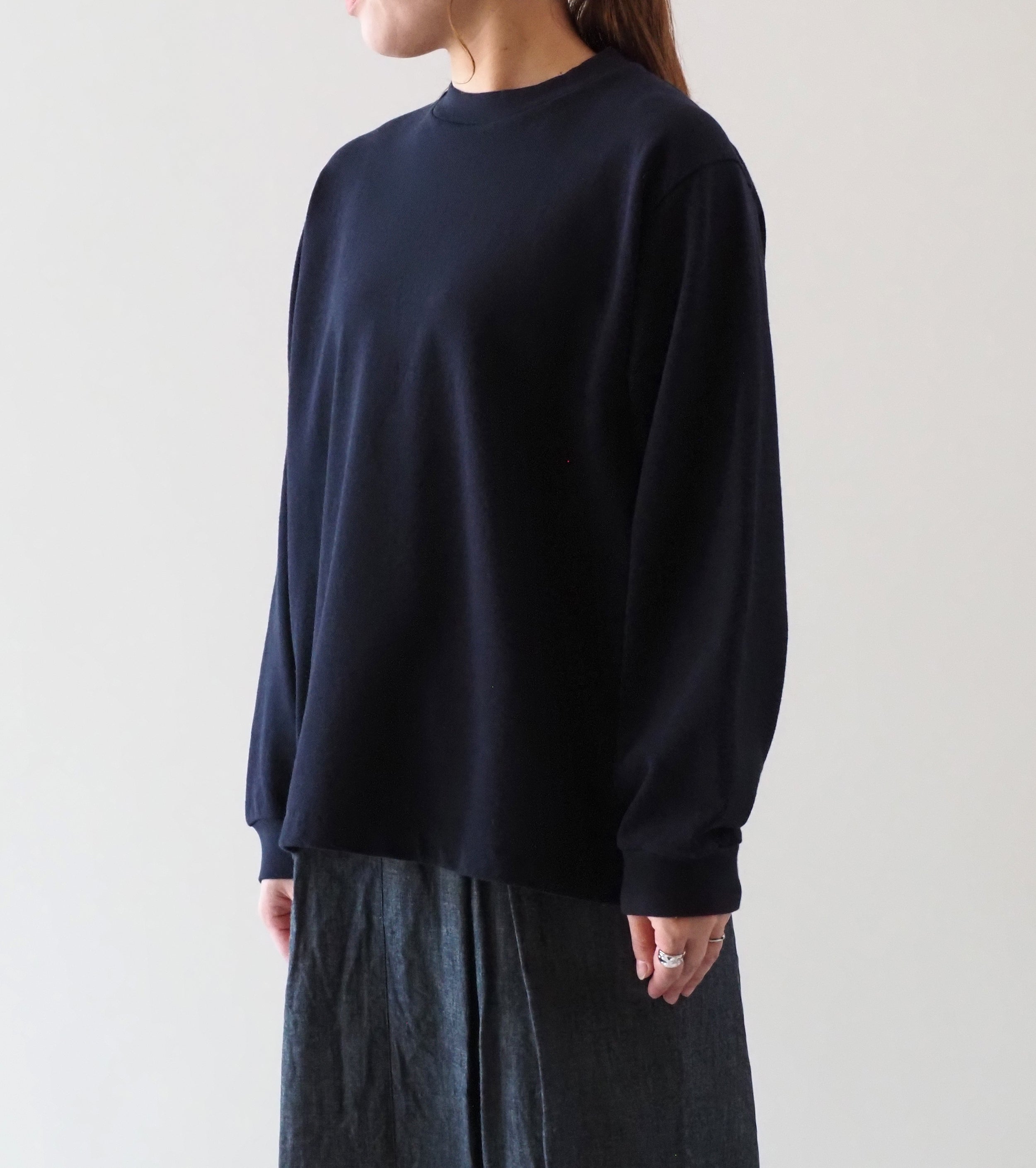 YAECA ピケ ロングスリーブ ティーシャツ ＜UNISEX＞ , Navy
