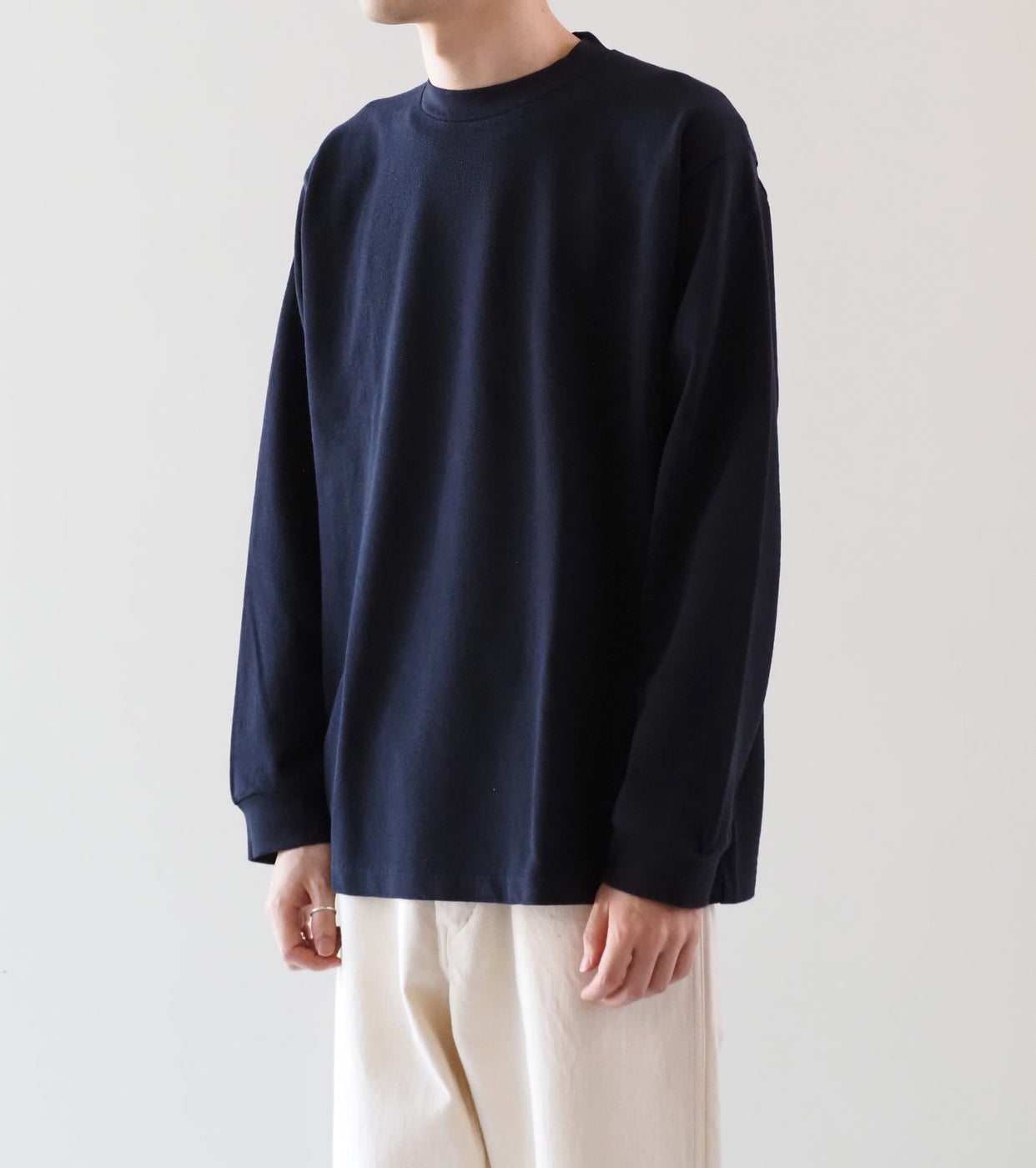 YAECA ピケ ロングスリーブ ティーシャツ , Navy