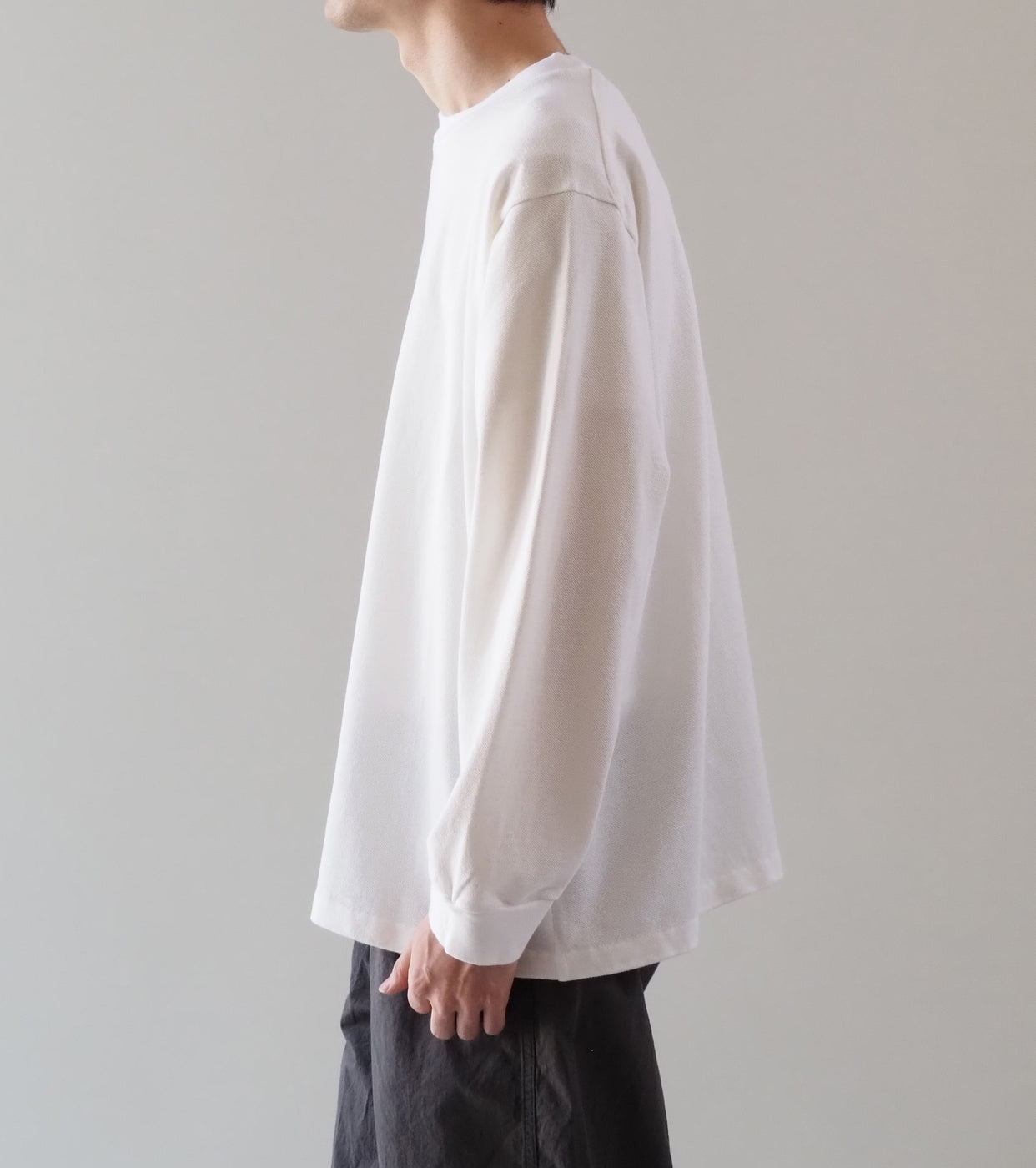 YAECA Pique Long Sleeve T-shirt ,  White