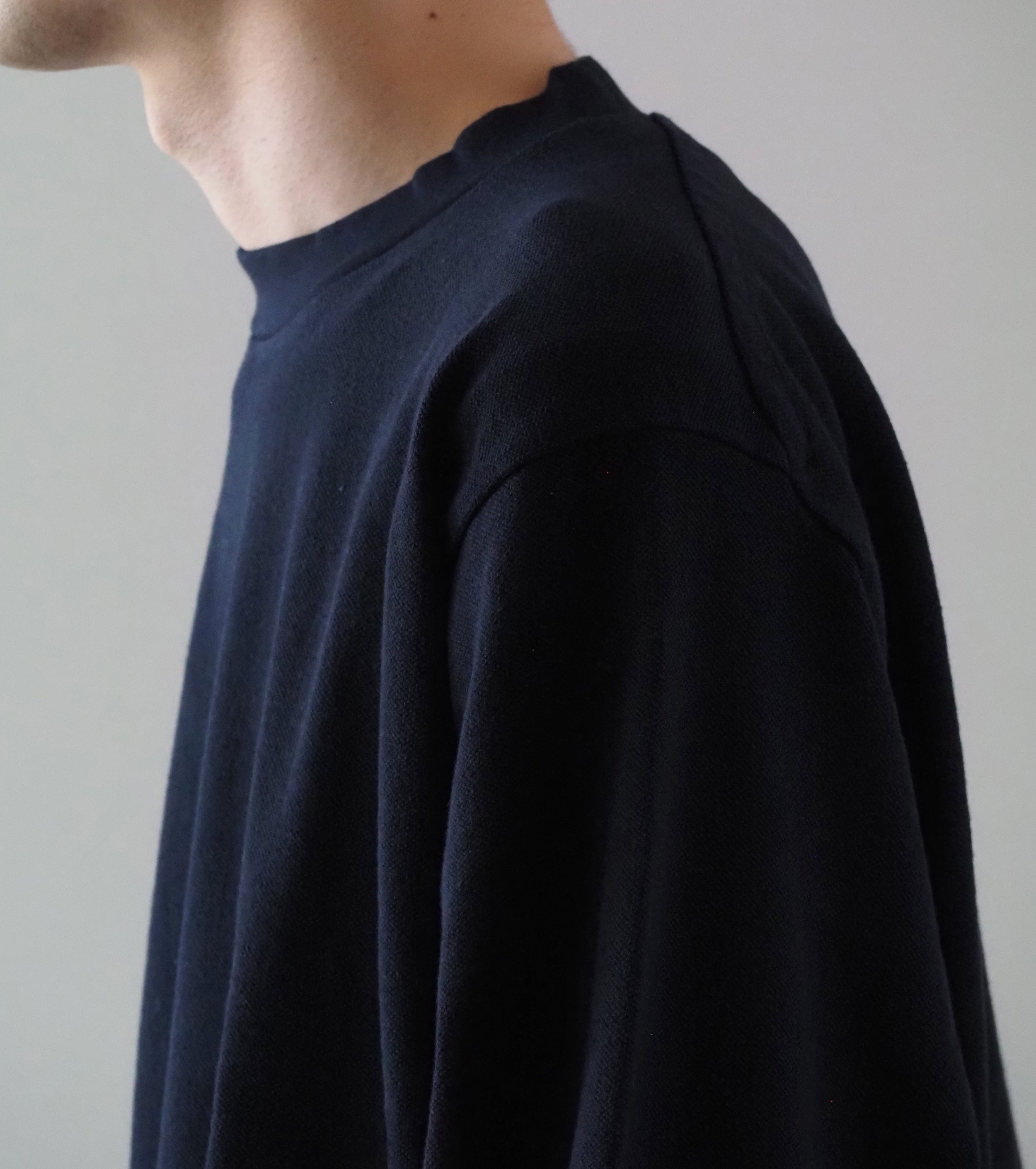 YAECA ピケ ロングスリーブ ティーシャツ , Navy