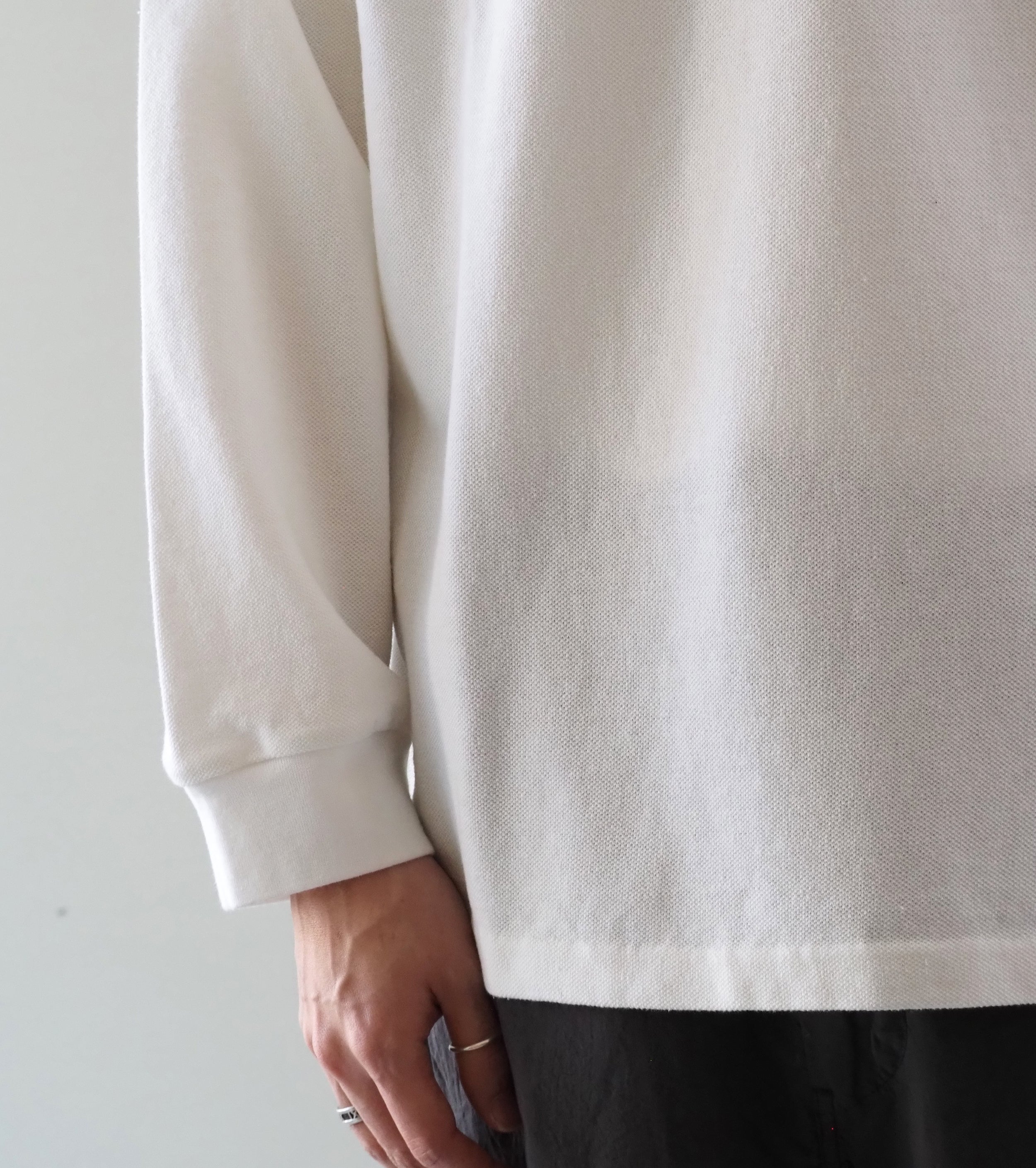 YAECA Pique Long Sleeve T-shirt ,  White