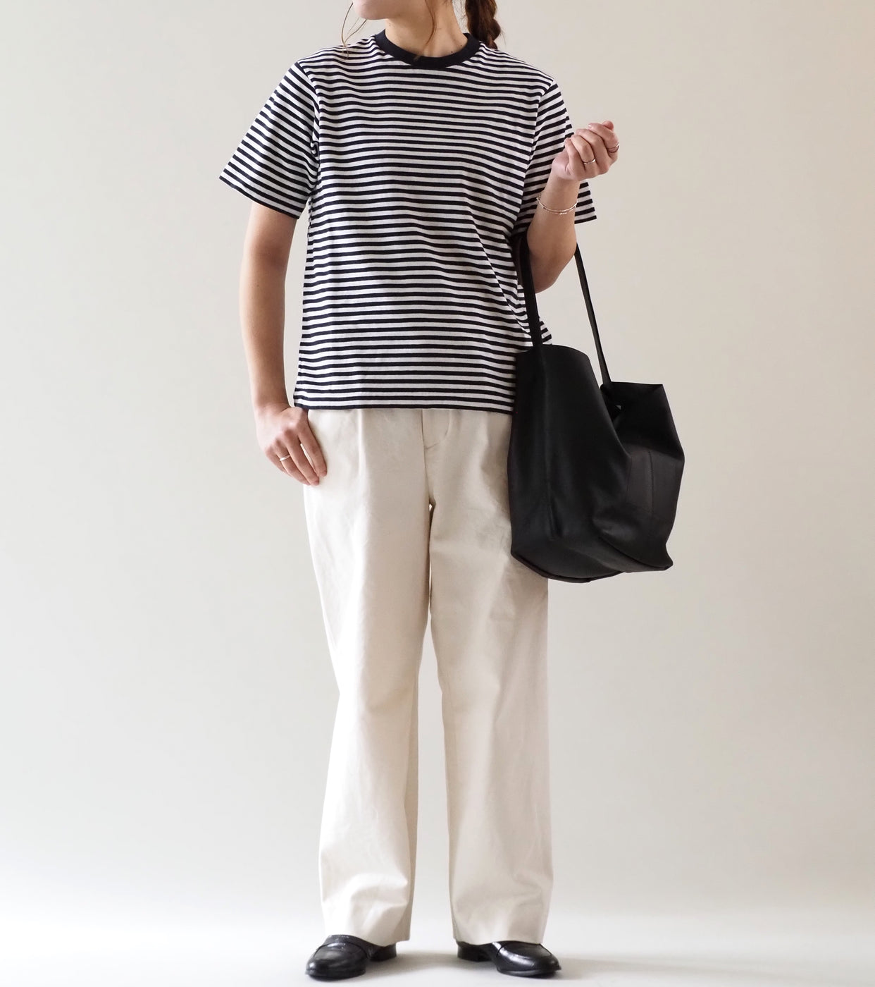 YAECA ムラ糸 Tシャツ , White Navy