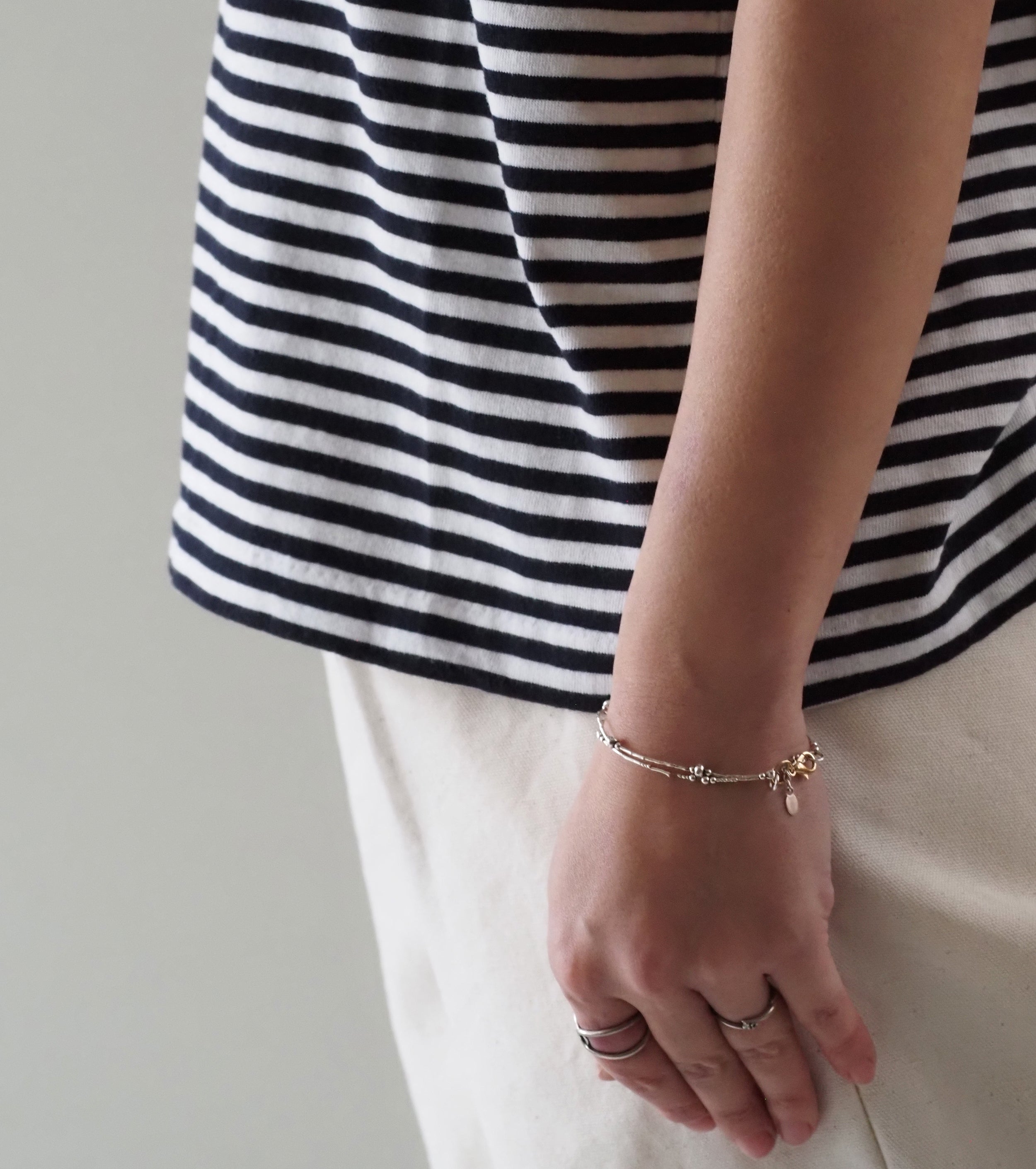 YAECA ムラ糸 Tシャツ , White Navy