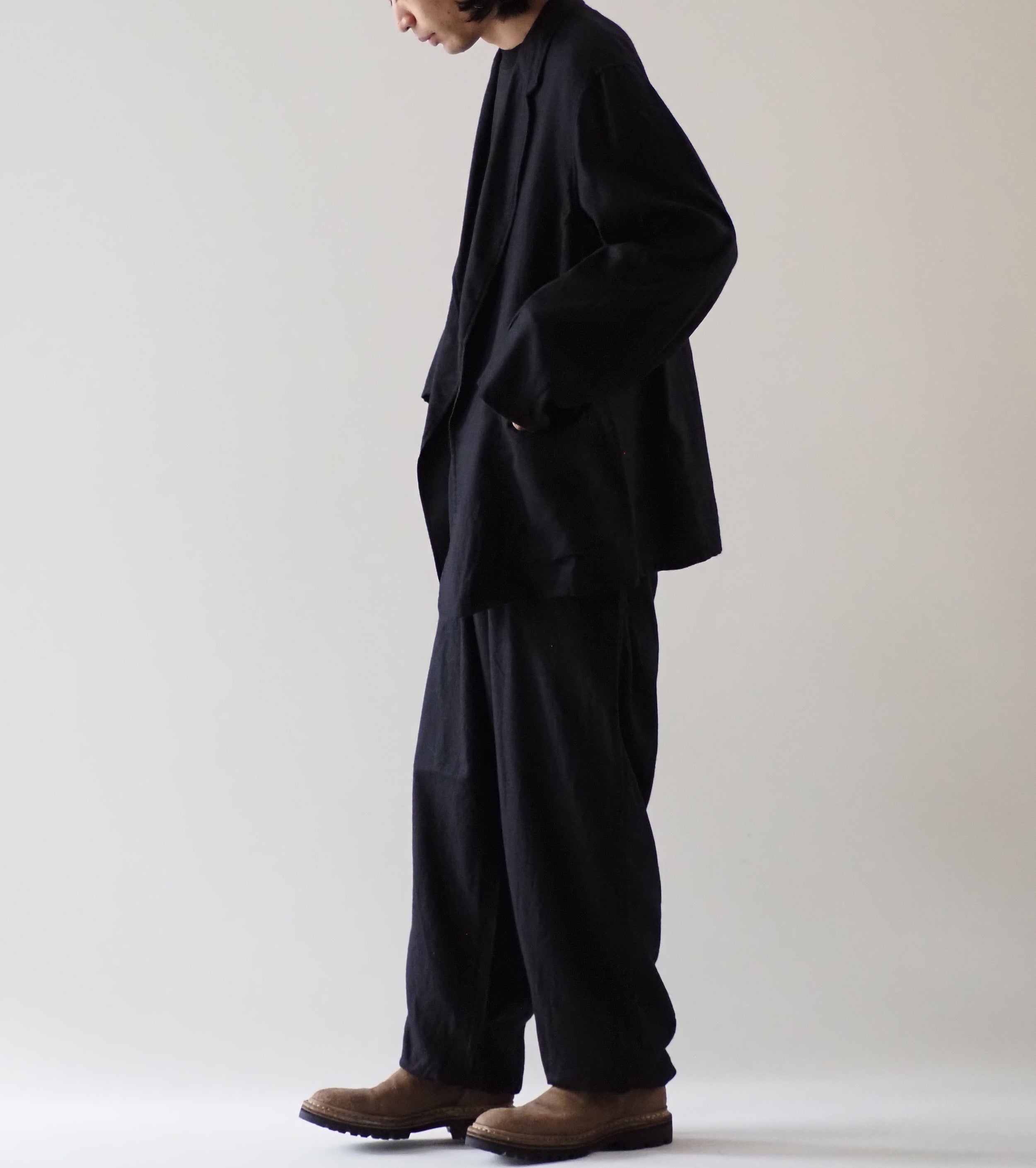 COMOLI カシミヤ シルク 製品染 ジャケット, Navy