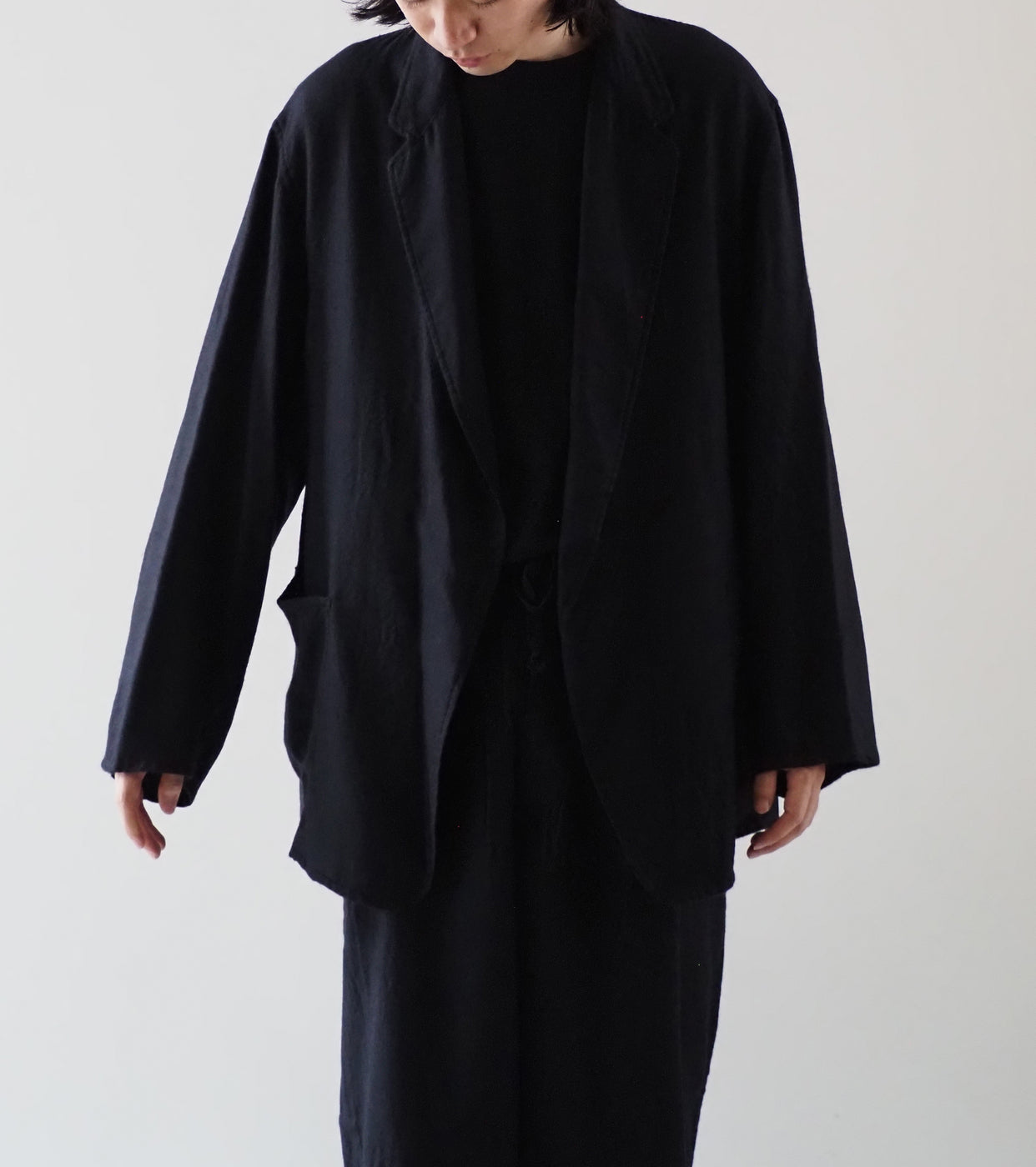 COMOLI カシミヤ シルク 製品染 ジャケット, Navy