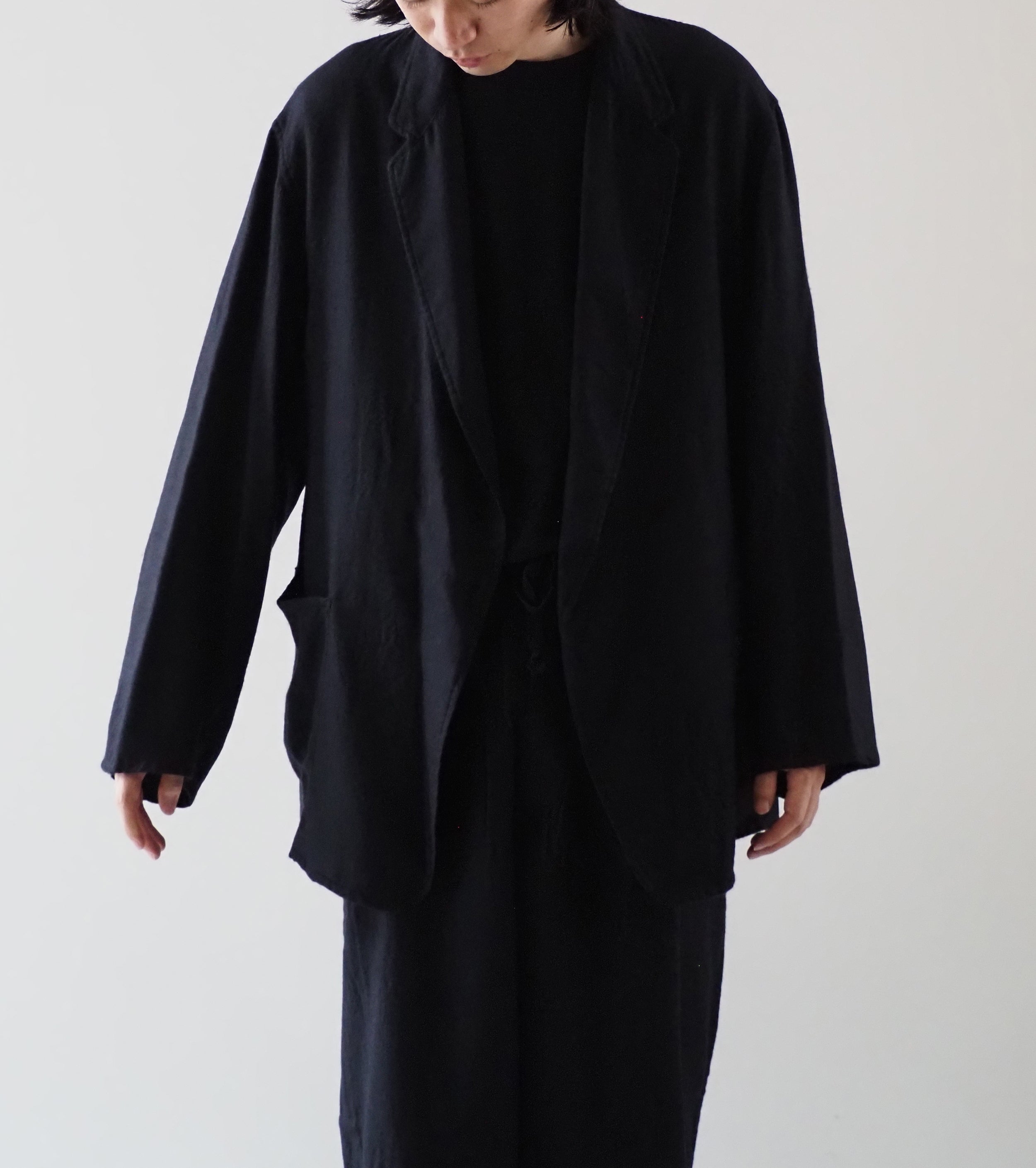 COMOLI カシミヤ シルク 製品染 ジャケット, Navy