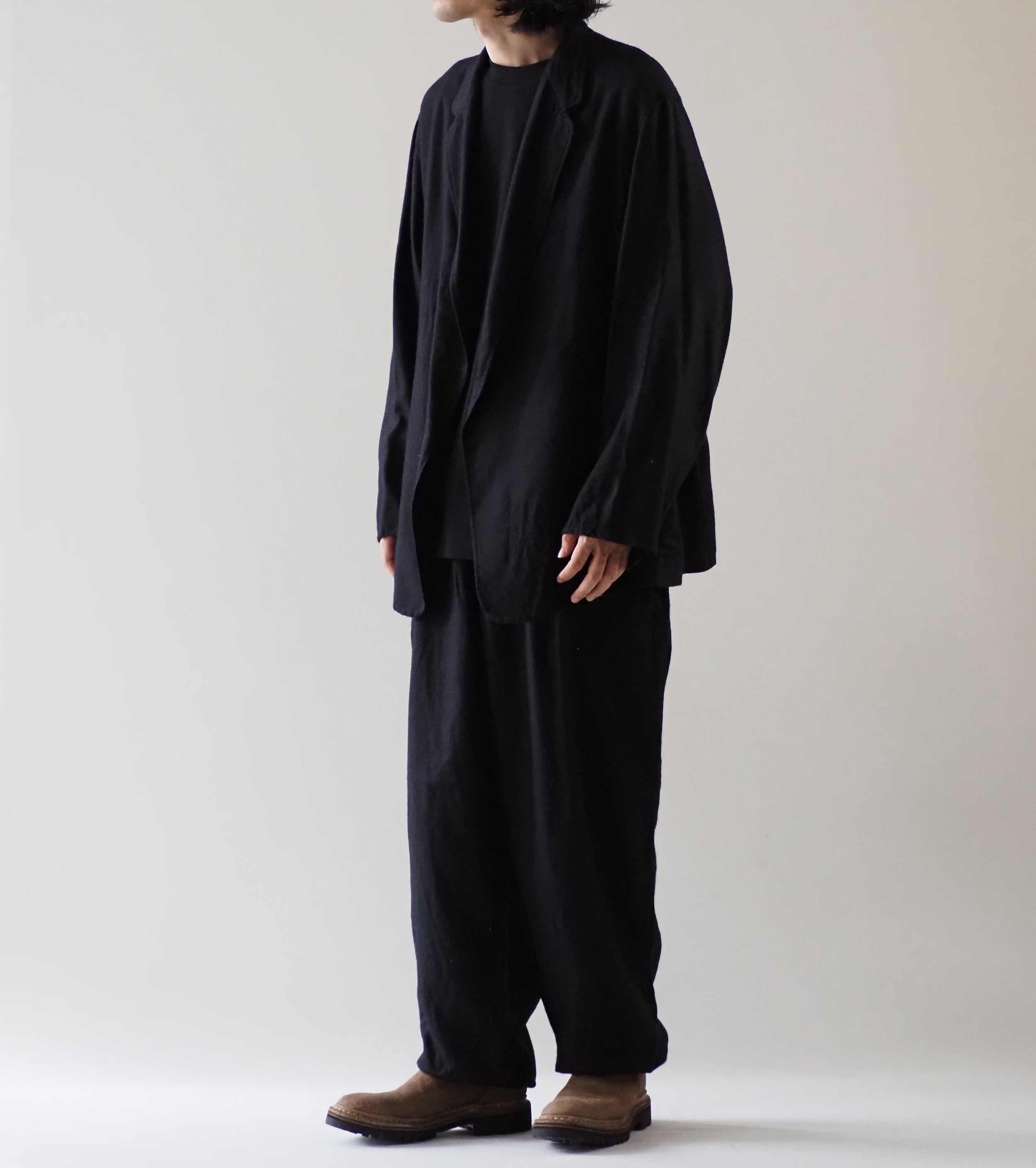 COMOLI カシミヤ シルク 製品染 ジャケット, Navy