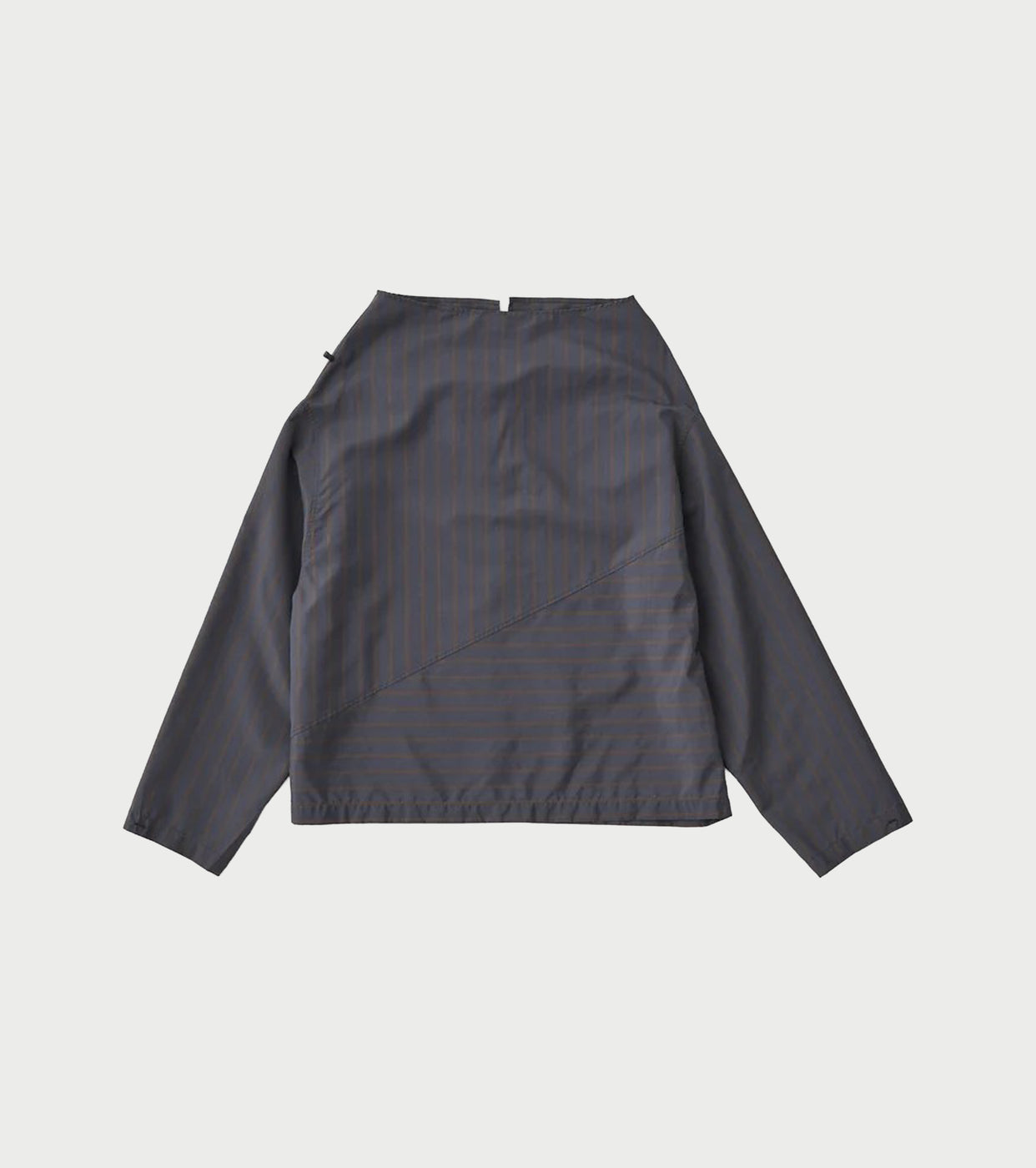 Unfil シルク&ナイロン シアー タフタ ストライプ プルオーバー , Charcoal Navy × Brown