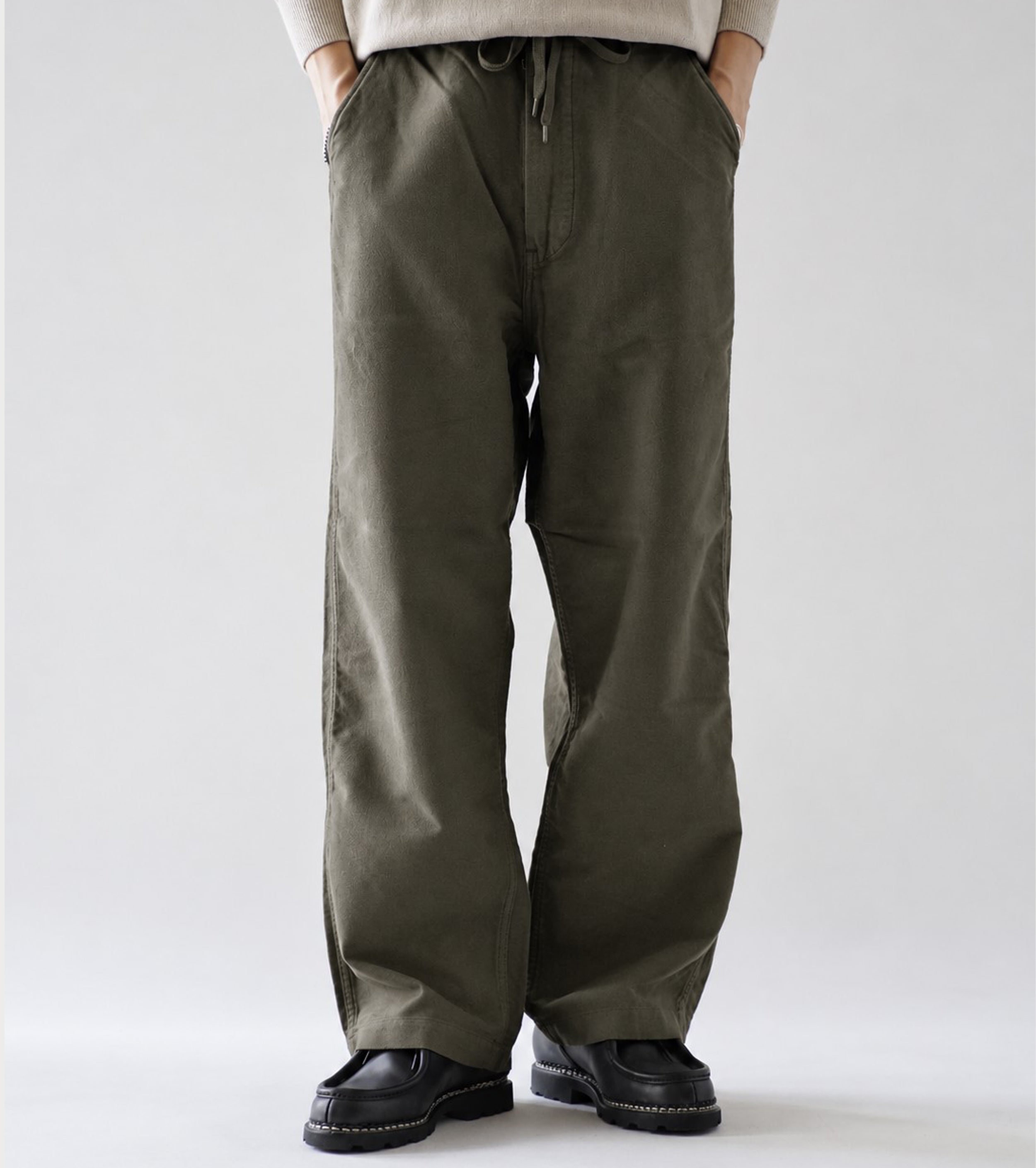 orslow NEW YORKER BRUSHED WIDE TROUSERS,  Moss Gray
