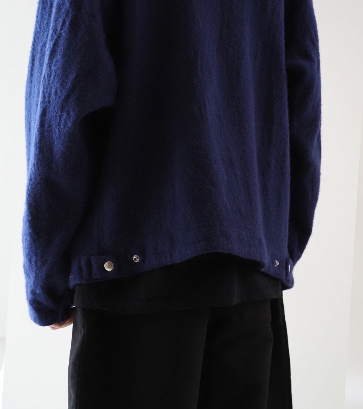 COMOLI 縮絨ウール ジップ ショート ジャケット , Purple Blue