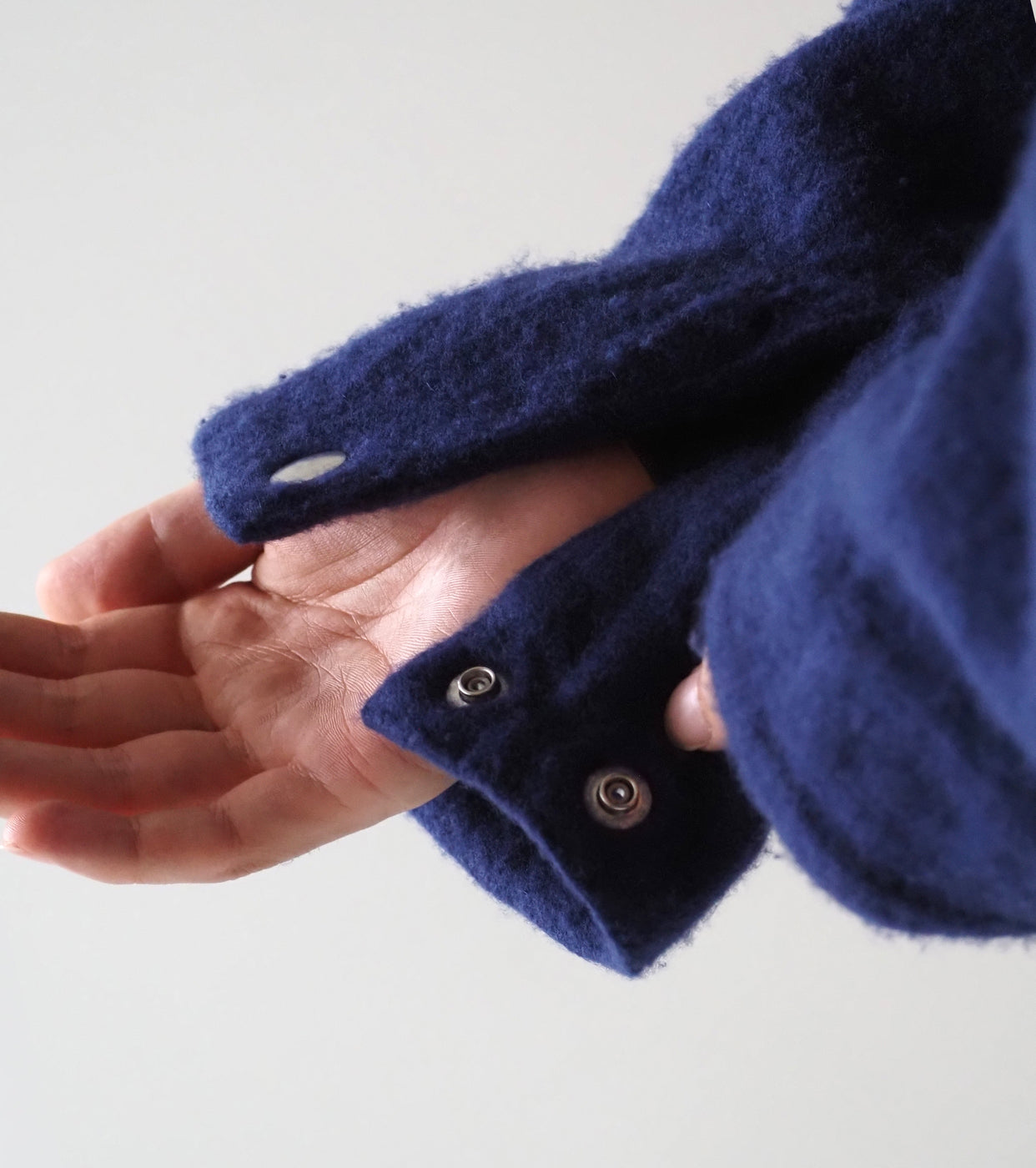 COMOLI 縮絨ウール ジップ ショート ジャケット , Purple Blue