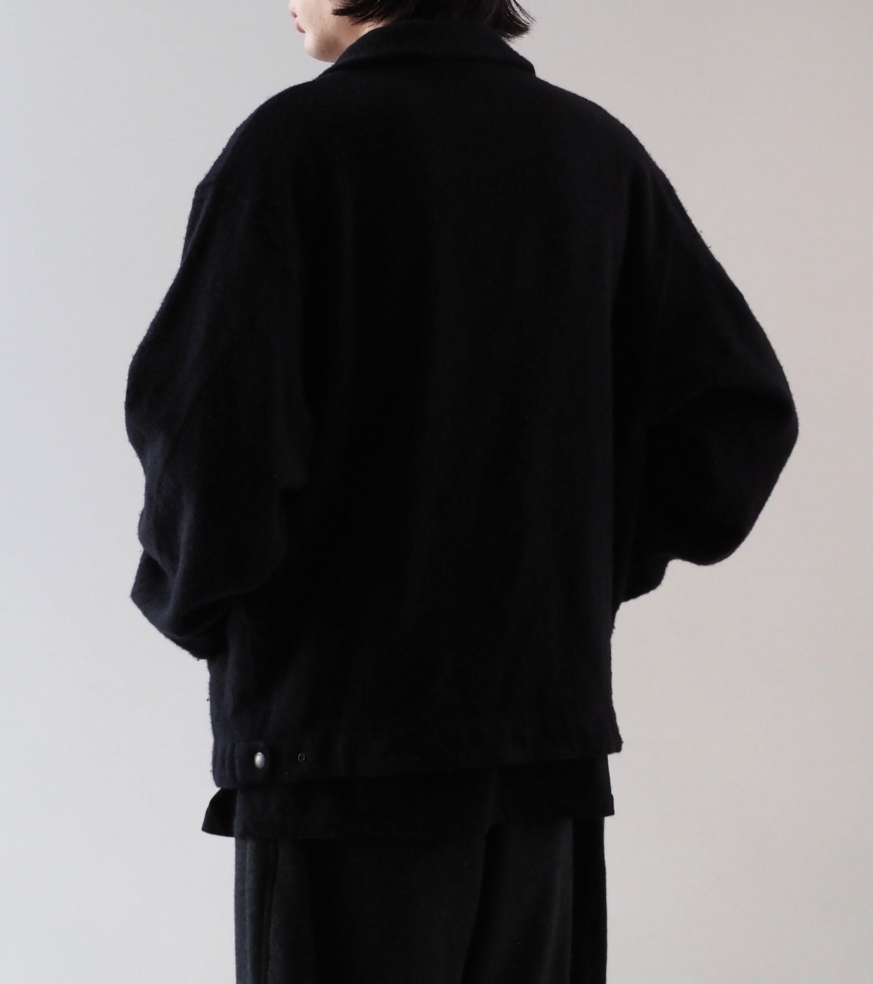 COMOLI 縮絨ウール ジップ ショート ジャケット , Black