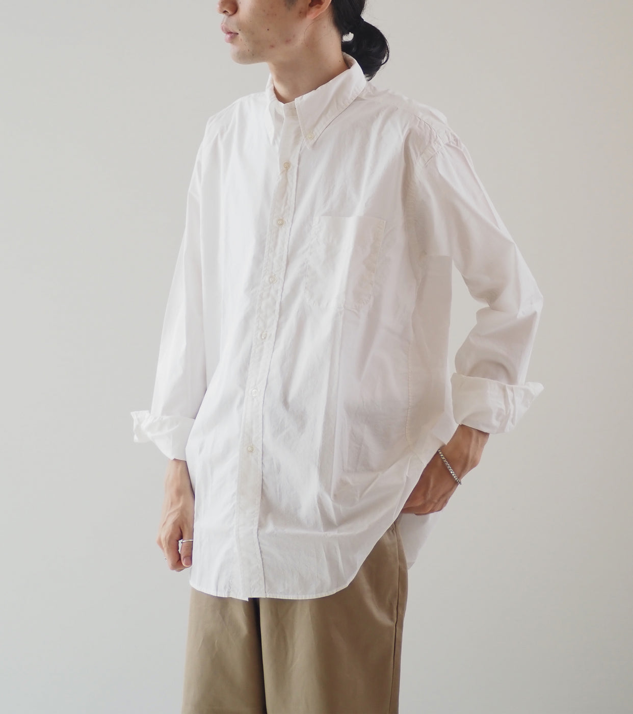 CIOTA スビンコットン 80 / タイプライターB D シャツ , Off White