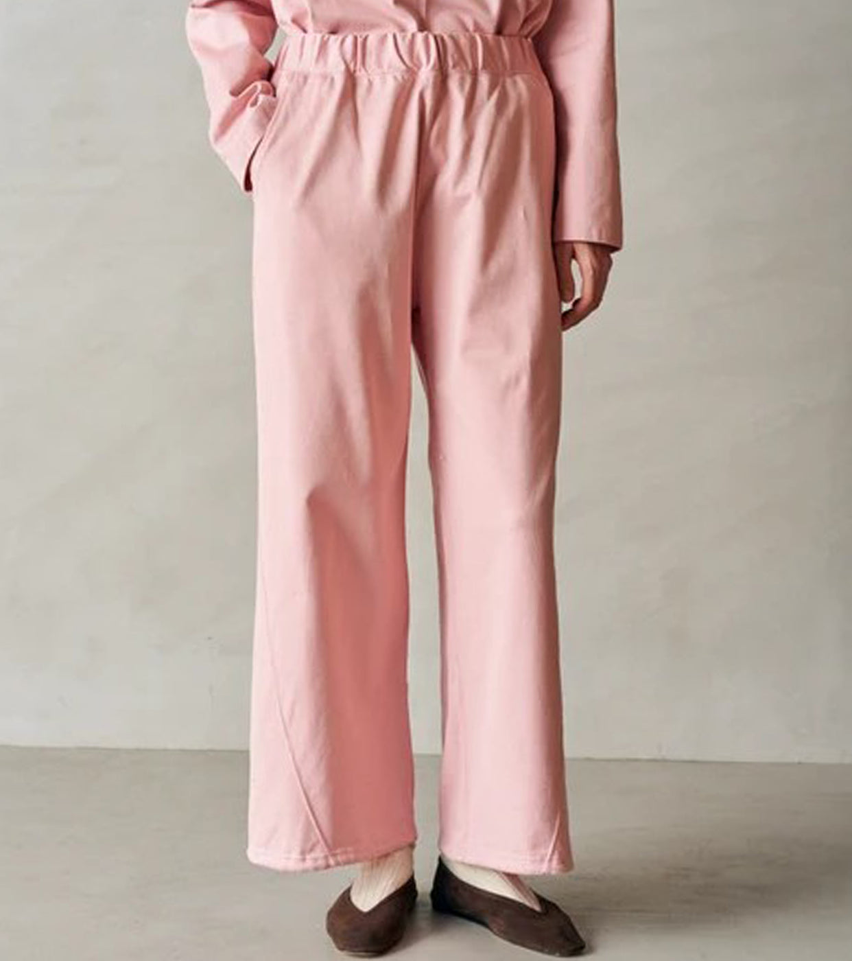 Unfil オーガニック コットン ファーム ジャージー ワイドレッグ トラック パンツ , Cameo Pink