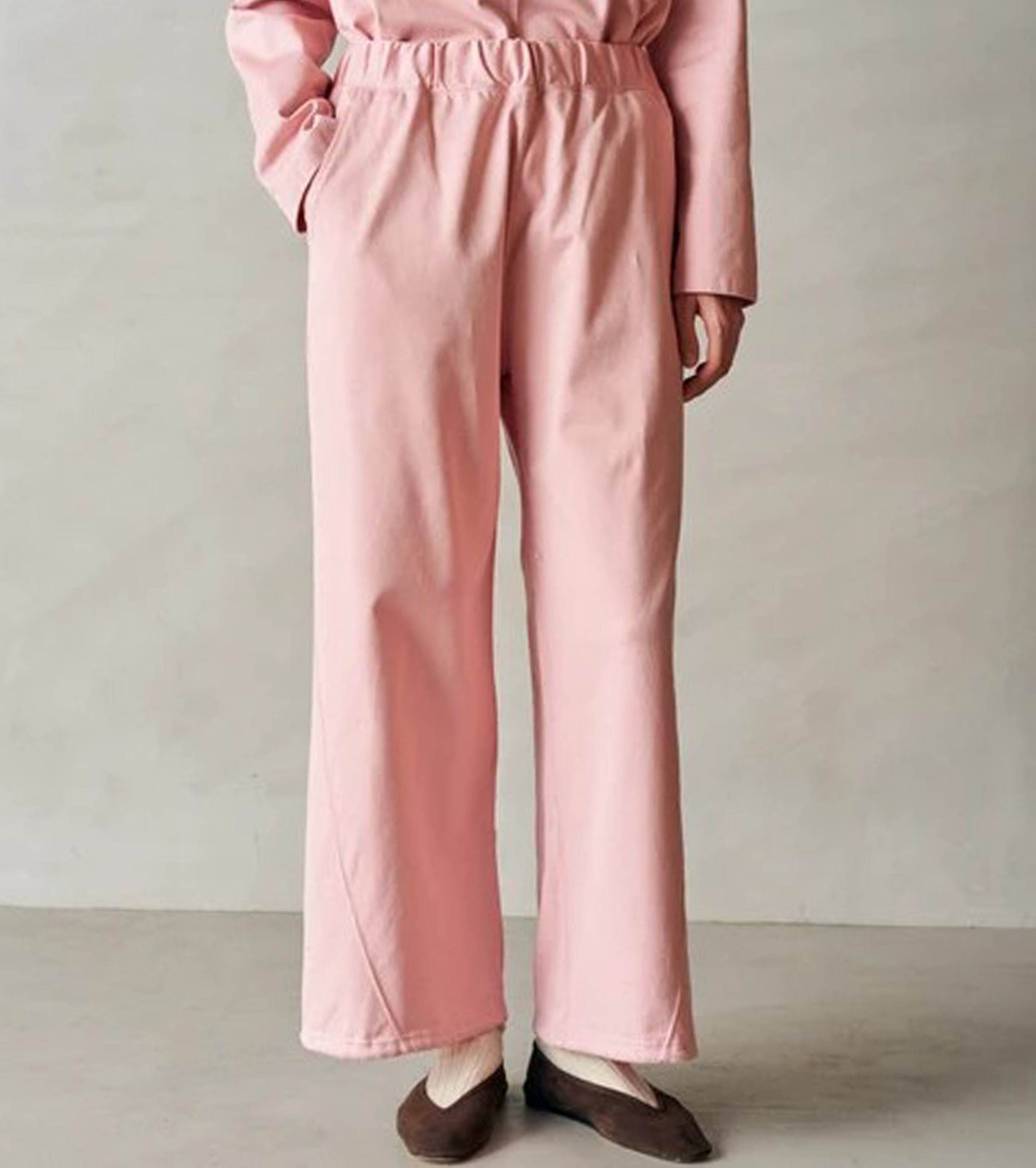 Unfil オーガニック コットン ファーム ジャージー ワイドレッグ トラック パンツ , Cameo Pink