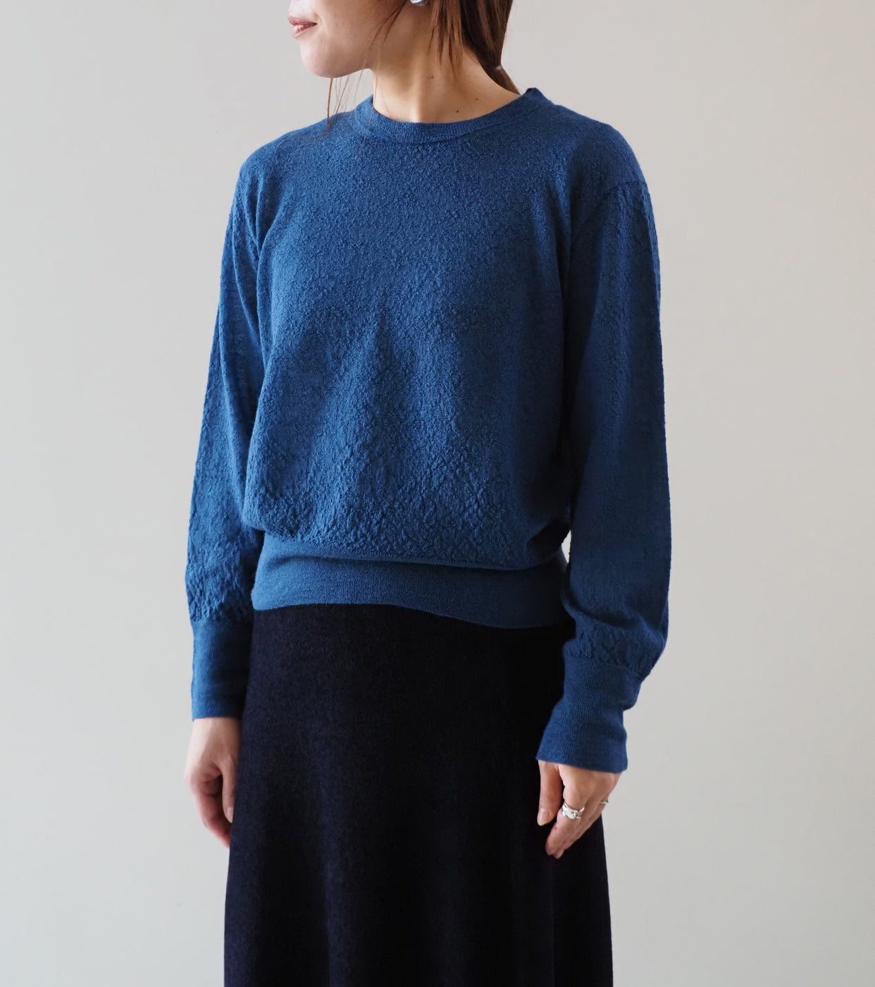 Unfil royal baby alpaca crew neck p/o, Blue