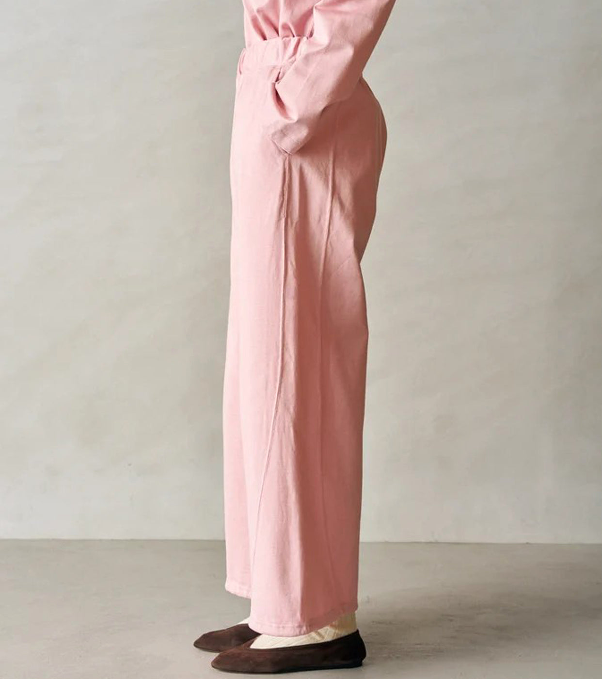 Unfil オーガニック コットン ファーム ジャージー ワイドレッグ トラック パンツ , Cameo Pink