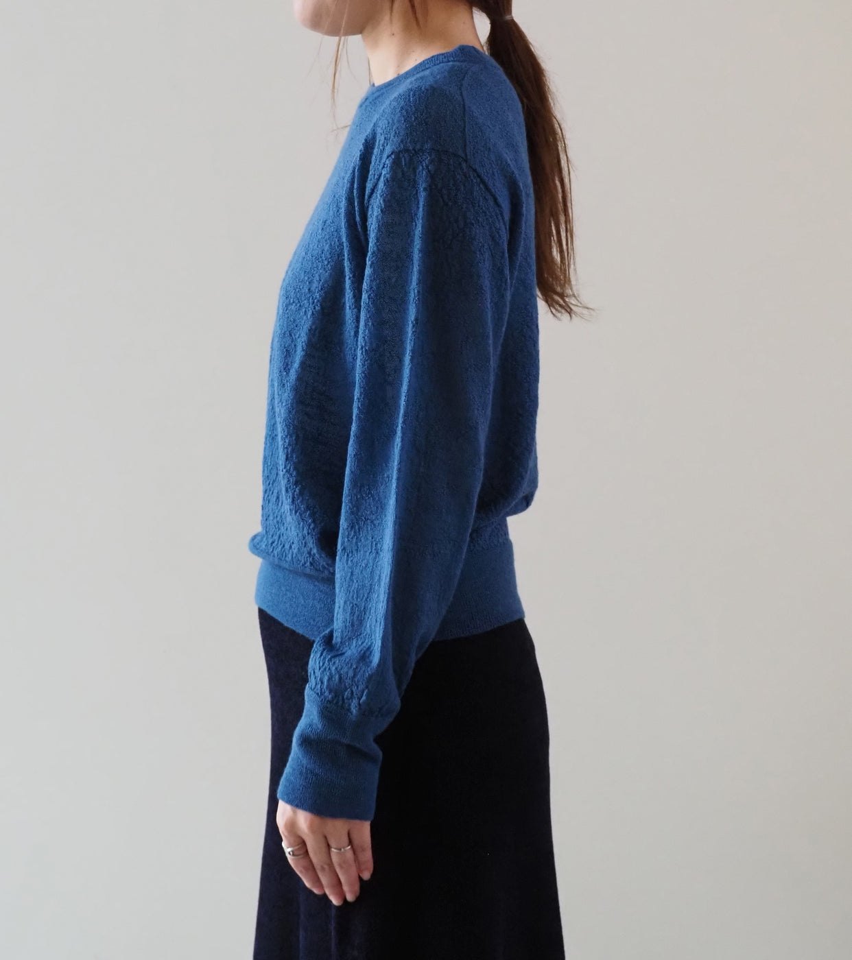 Unfil royal baby alpaca crew neck p/o, Blue