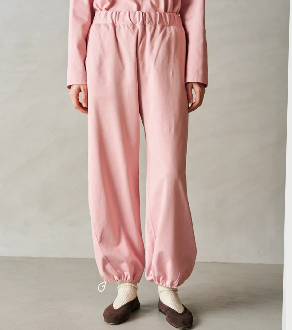 Unfil オーガニック コットン ファーム ジャージー ワイドレッグ トラック パンツ , Cameo Pink