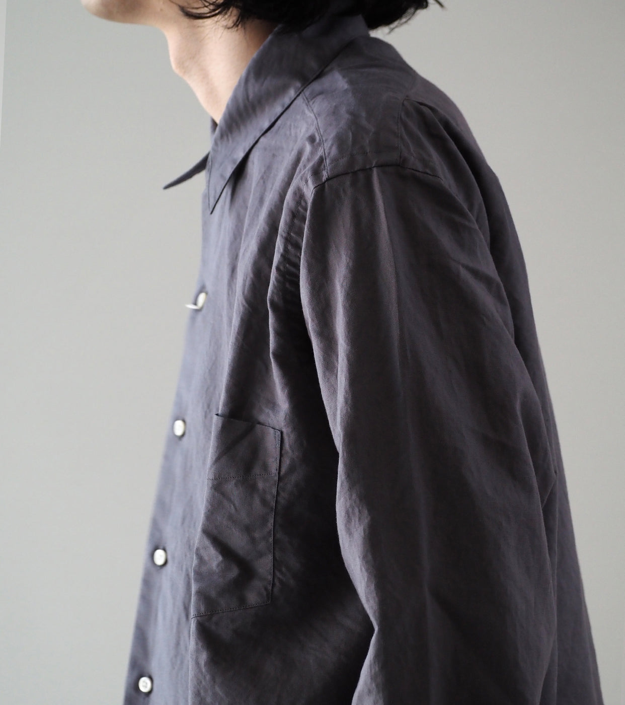CIOTA レギュラー カラー ロングスリーブ シャツ , Blue Gray