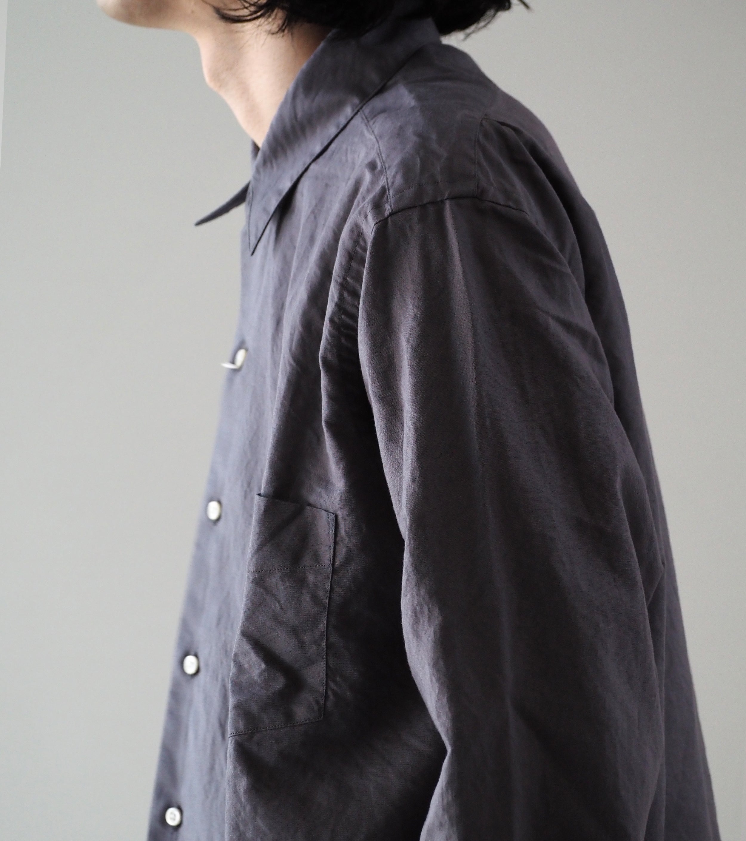 CIOTA レギュラー カラー ロングスリーブ シャツ , Blue Gray