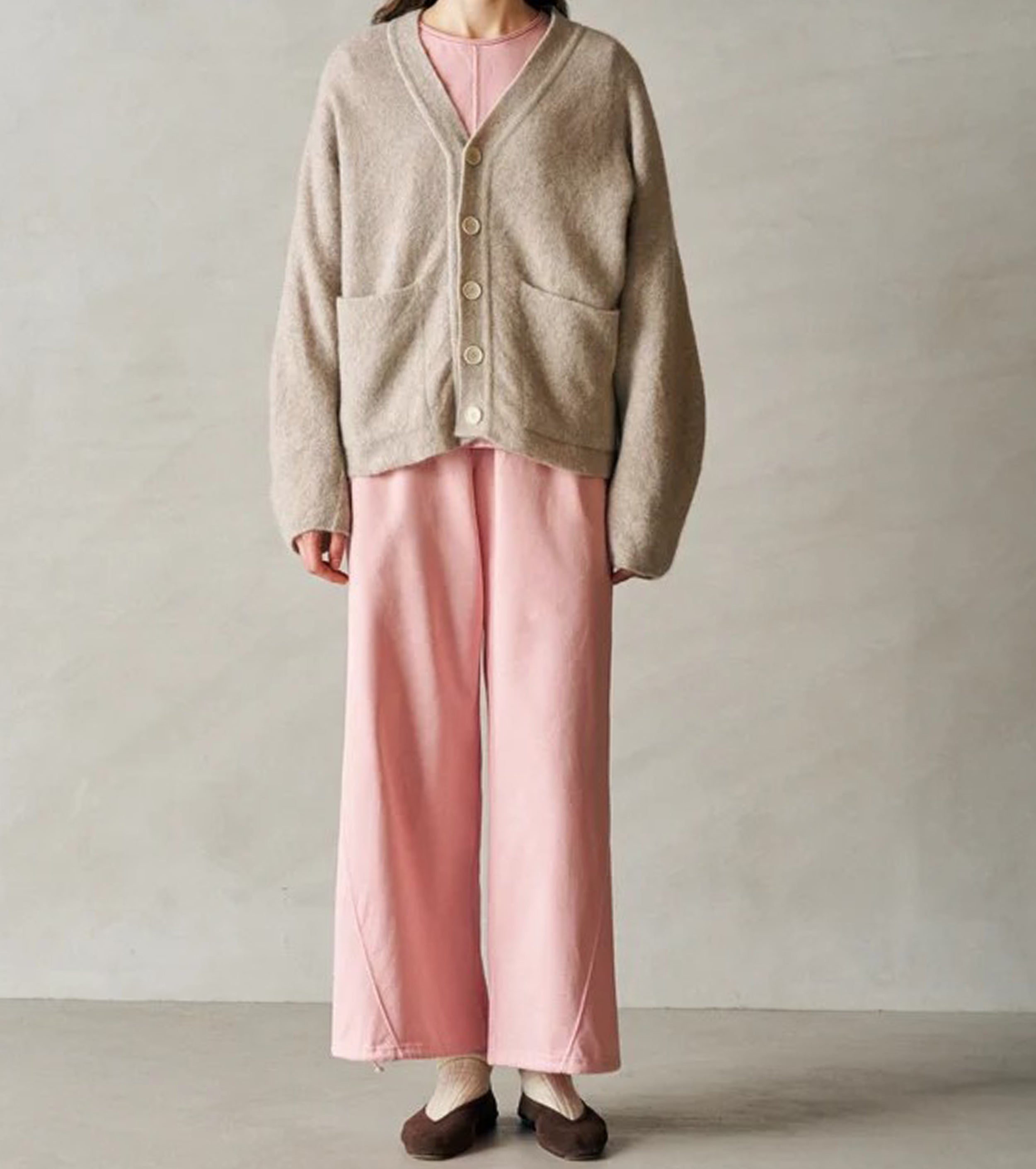 Unfil オーガニック コットン ファーム ジャージー ワイドレッグ トラック パンツ , Cameo Pink