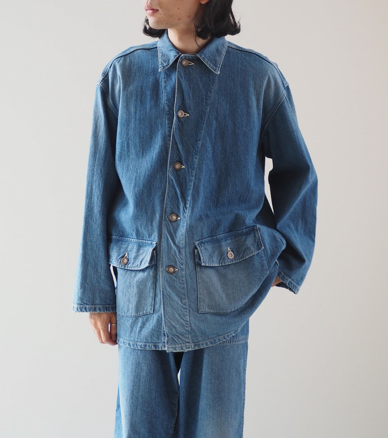 CIOTA Indigo Svin Cotton 11.5oz Denim Coverall, Mid Blue